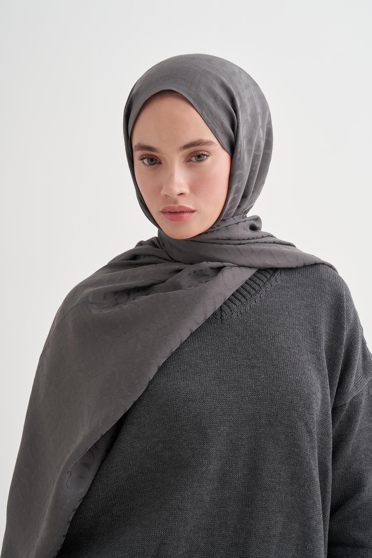 Luxe Desen Liora Pamuk Şal Antrasit