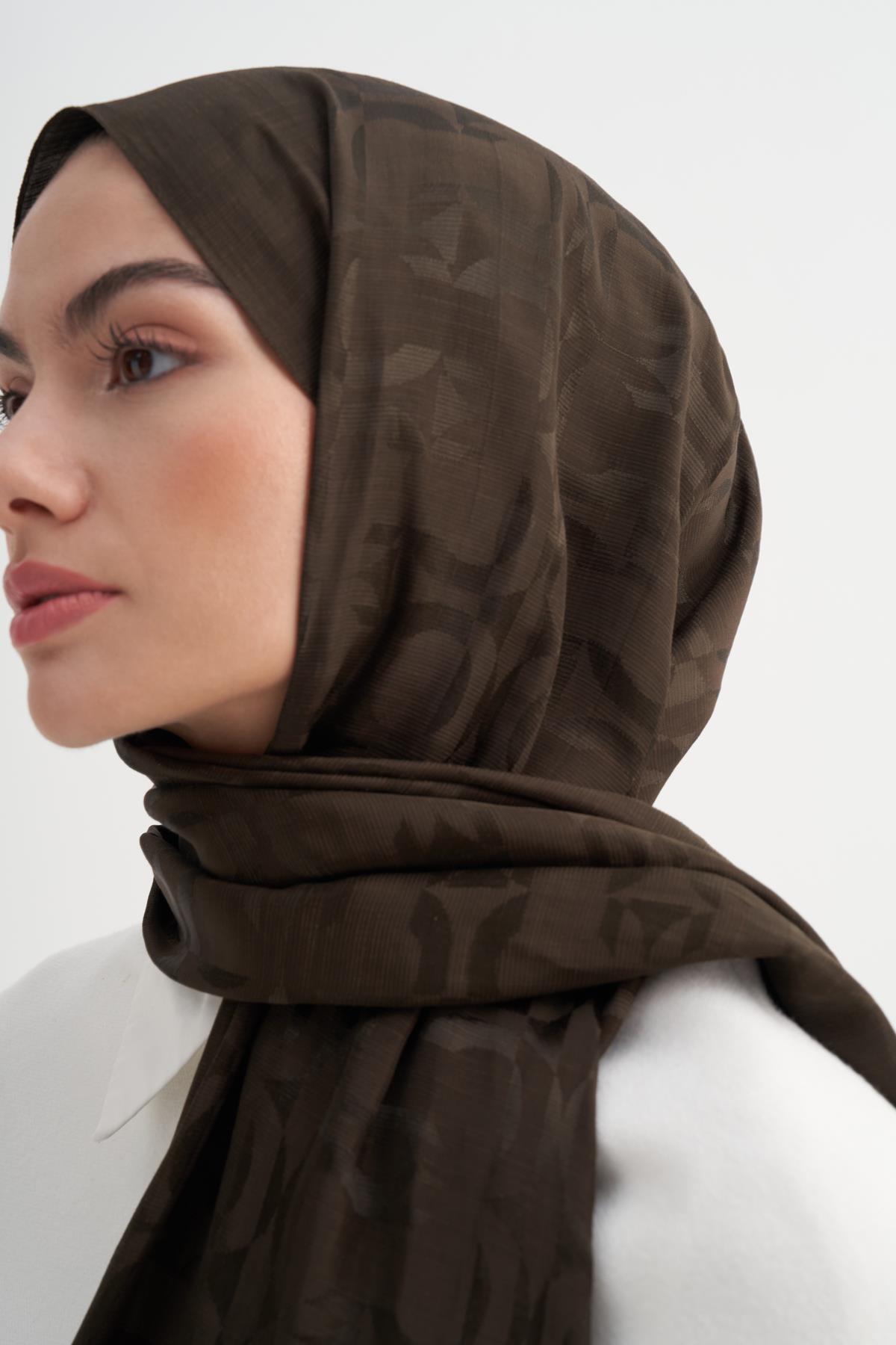 Blok Desen Rina Floş Jakar Şal Acı Kahve