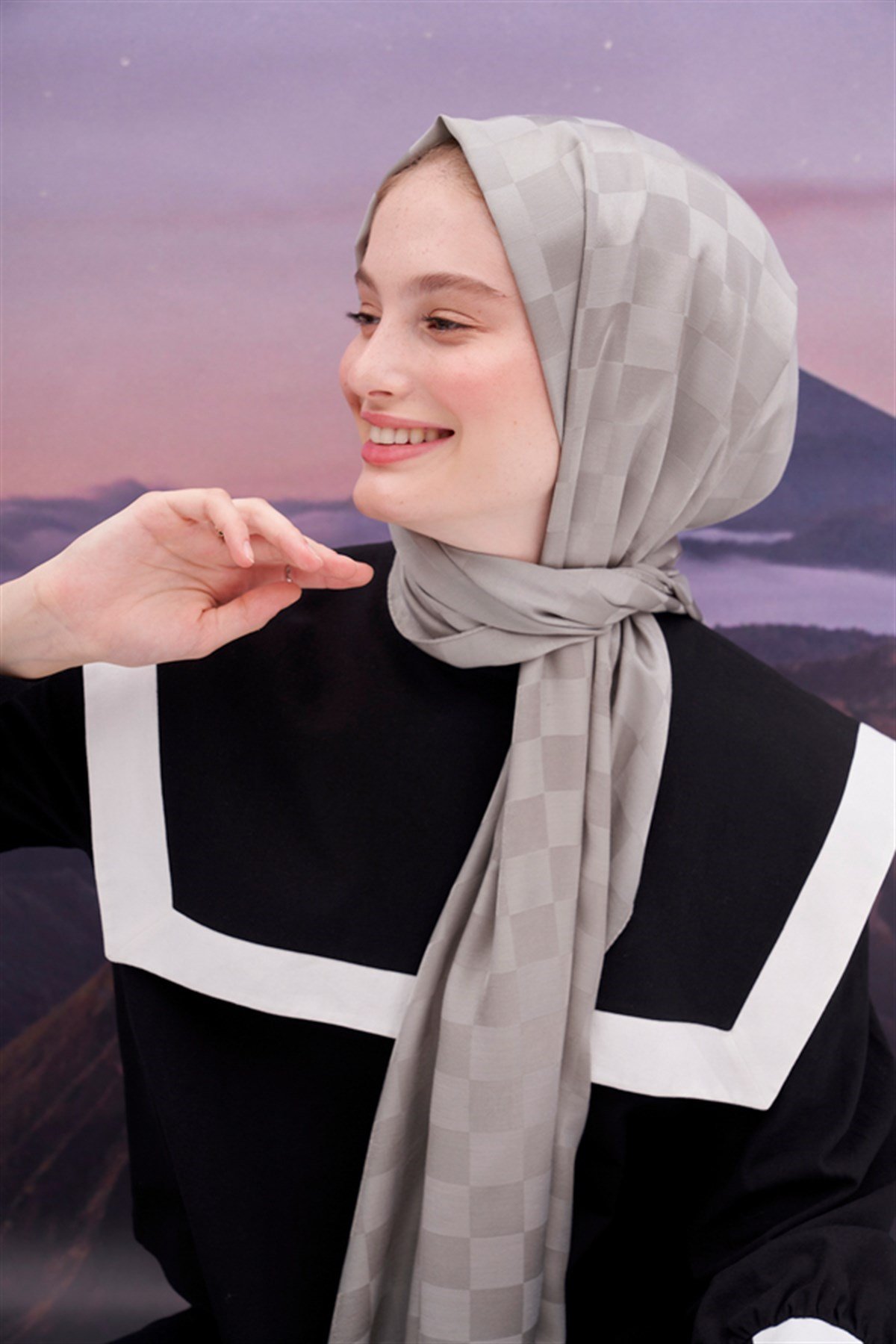 Dama Jakar İtalyan İpekli Şal Açık Gri