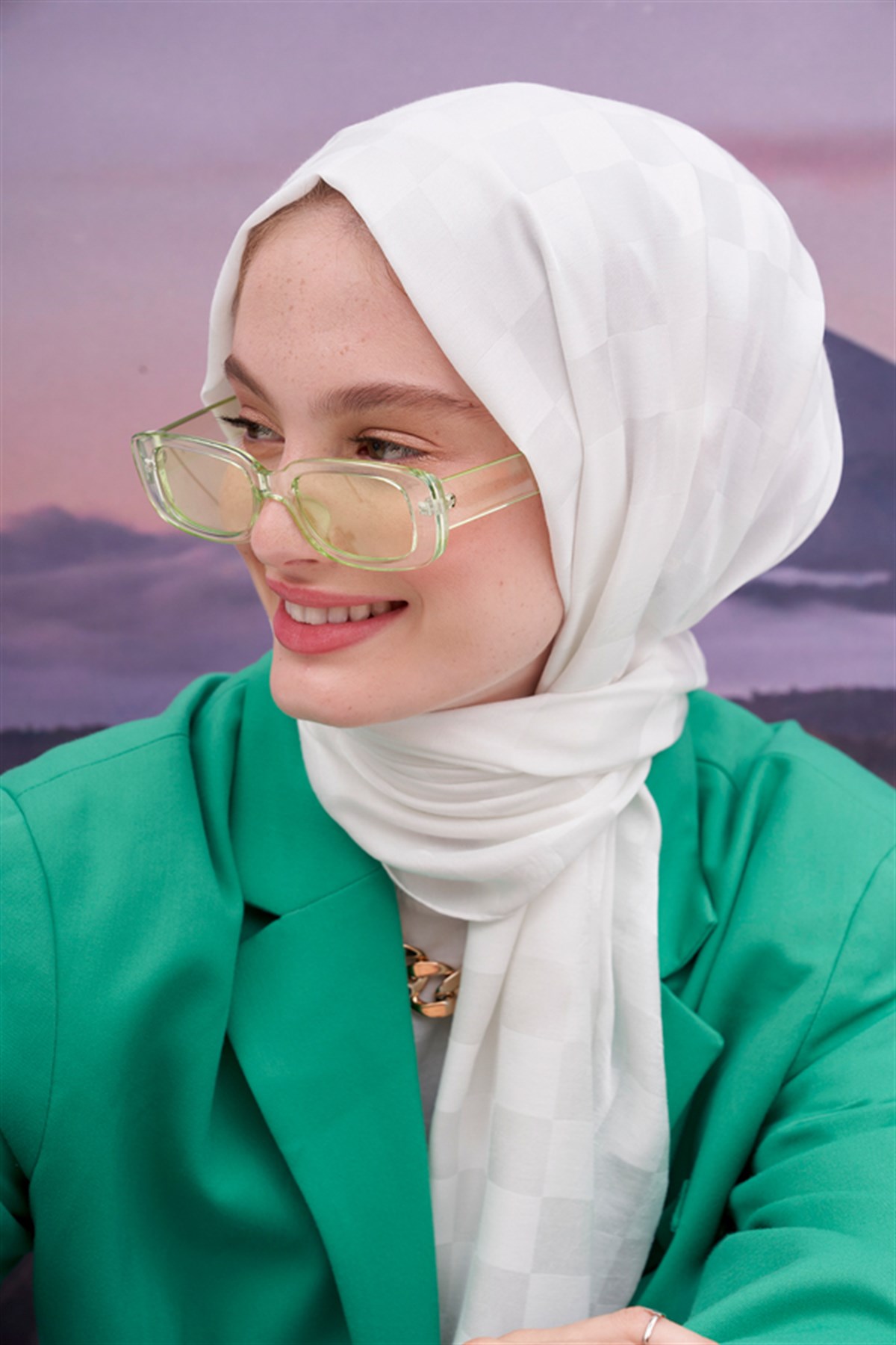 Dama Jakar İtalyan İpekli Şal Ekru