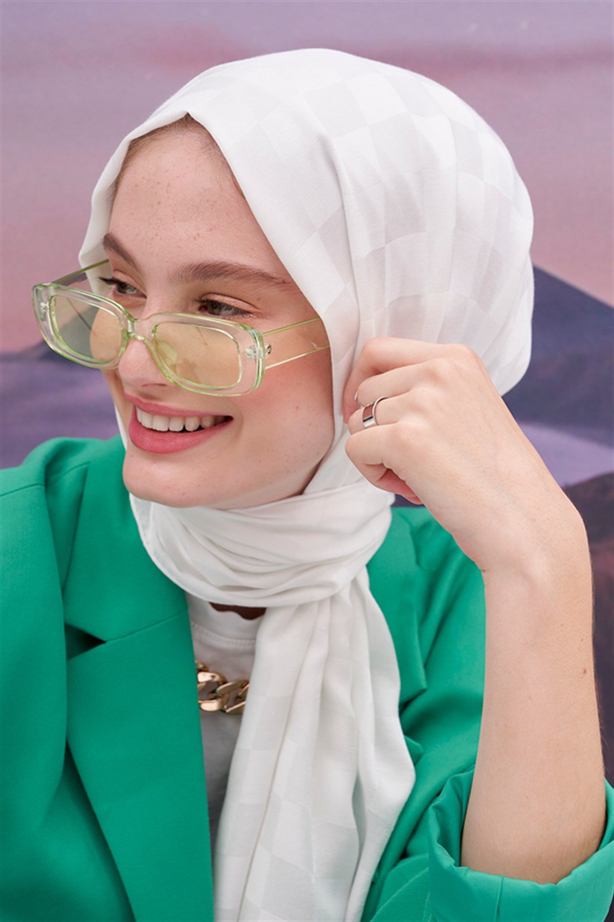 Dama Jakar İtalyan İpekli Şal Ekru