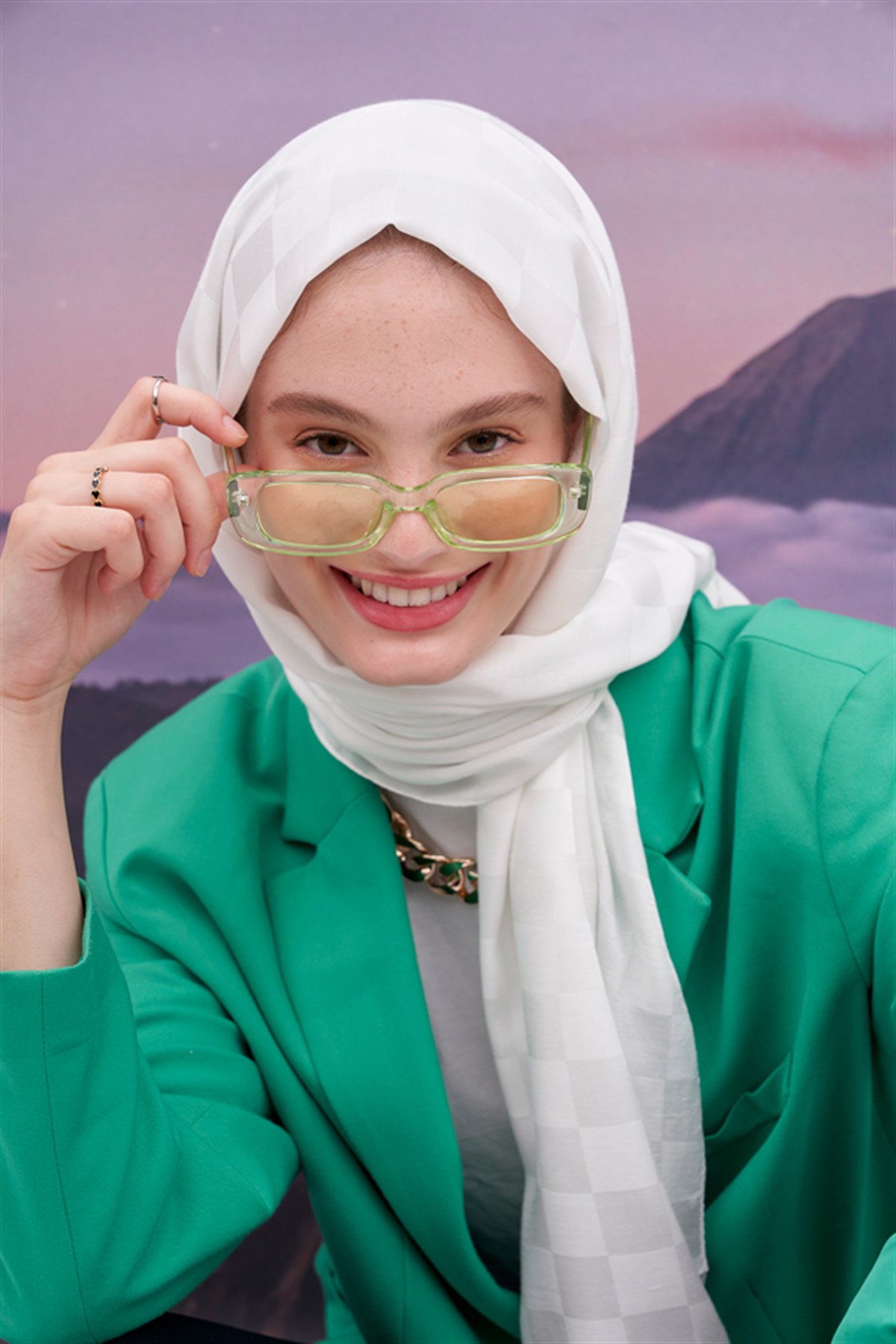 Dama Jakar İtalyan İpekli Şal Ekru