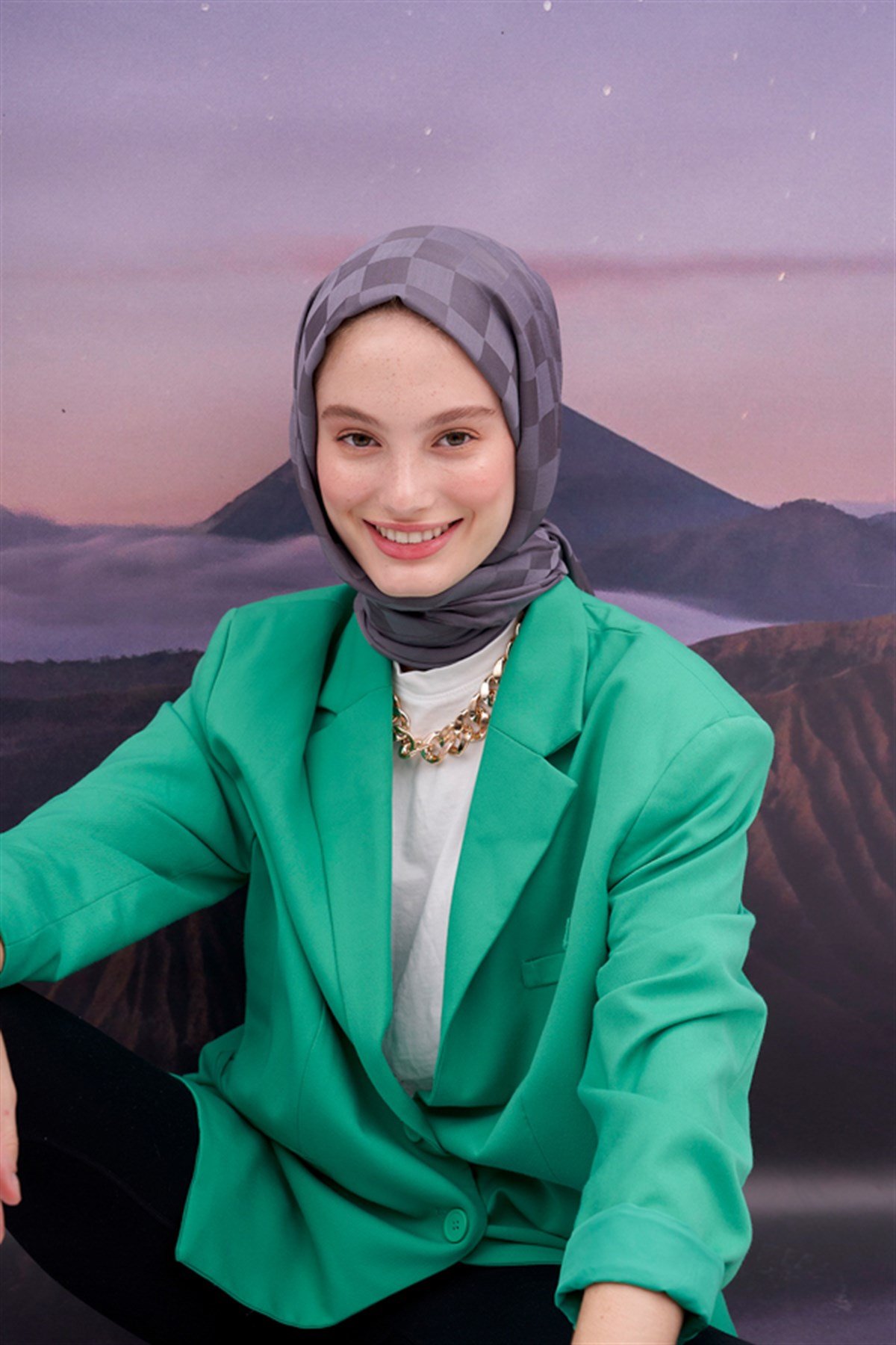 Dama Jakar İtalyan İpekli Şal Gri