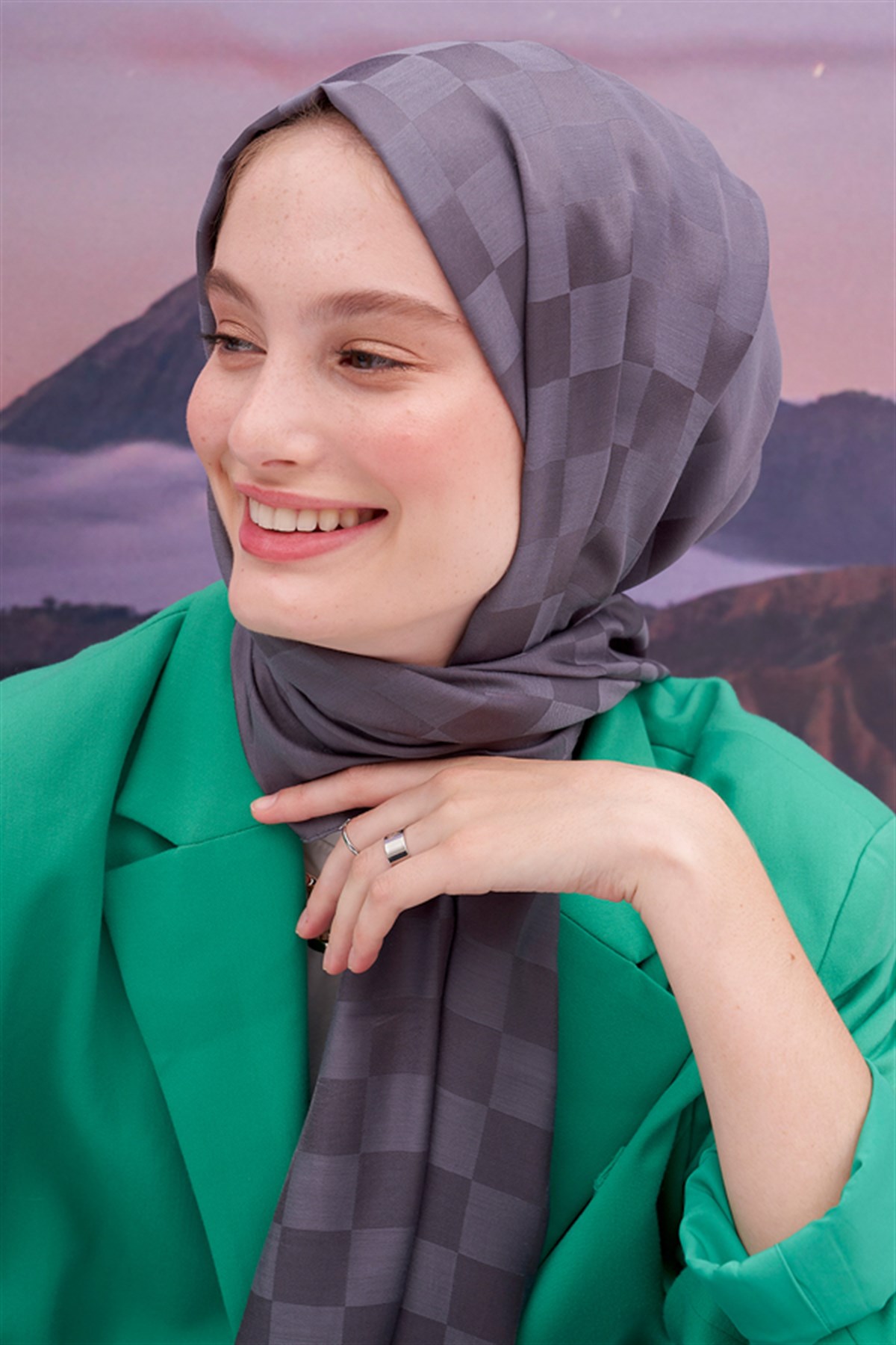 Dama Jakar İtalyan İpekli Şal Gri