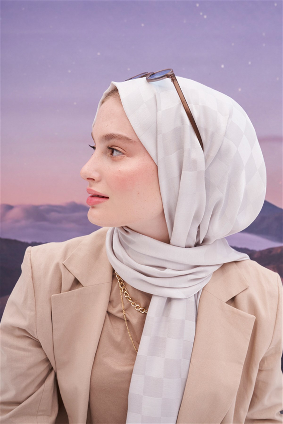 Dama Jakar İtalyan İpekli Şal Gümüş