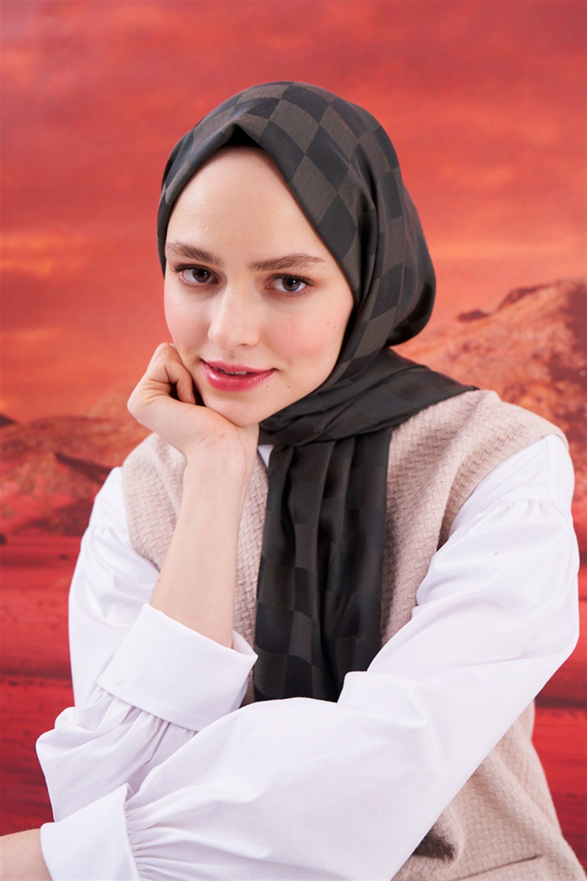 Dama Jakar İtalyan İpekli Şal Haki