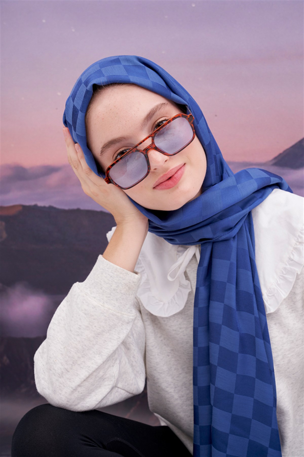 Dama Jakar İtalyan İpekli Şal İndigo