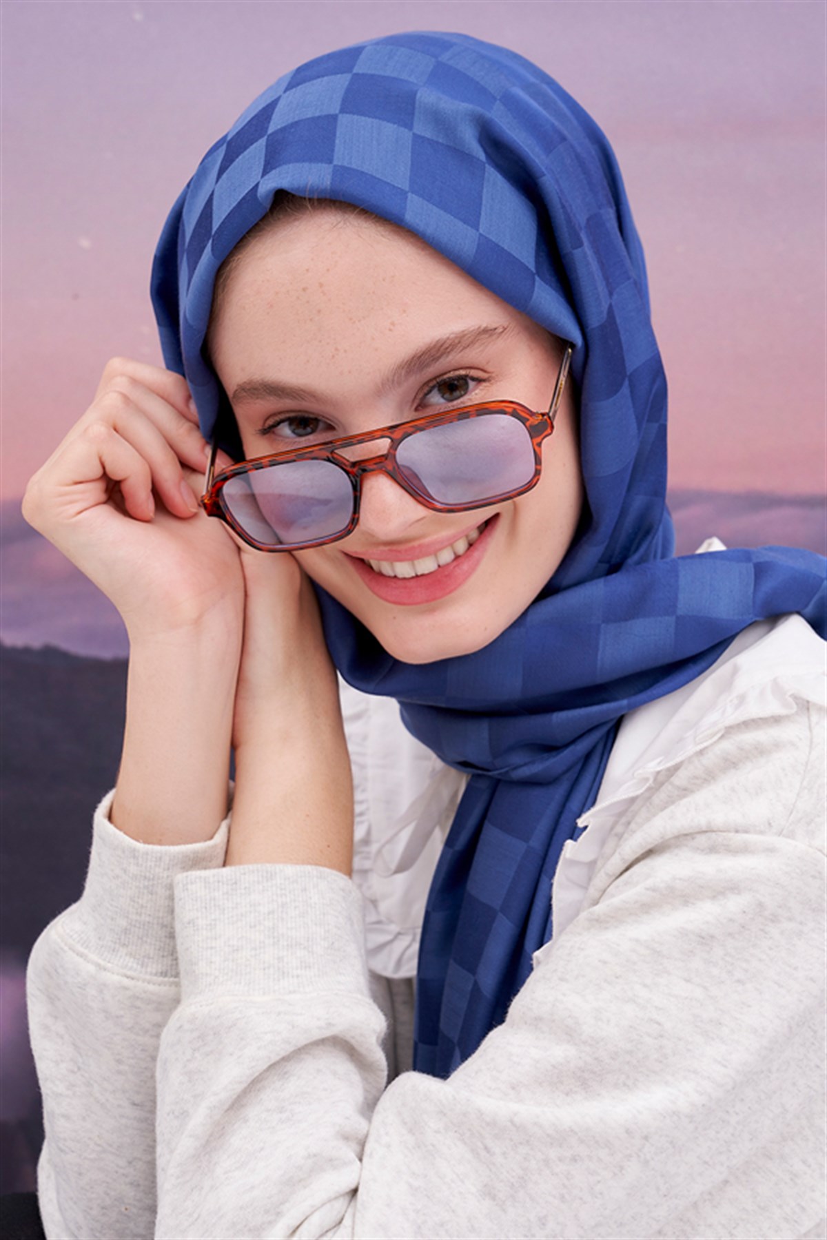 Dama Jakar İtalyan İpekli Şal İndigo