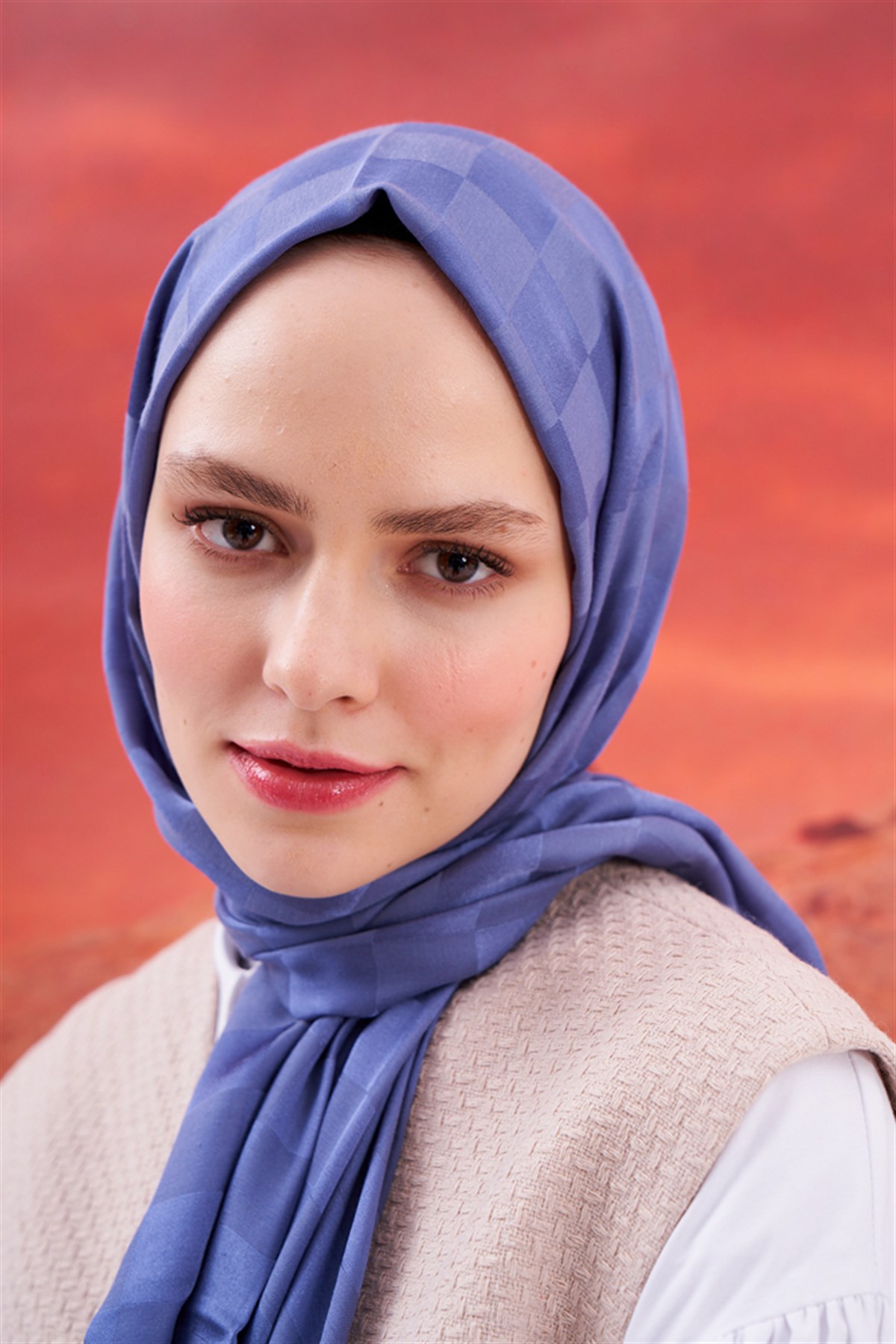 Dama Jakar İtalyan İpekli Şal Kot Mavisi