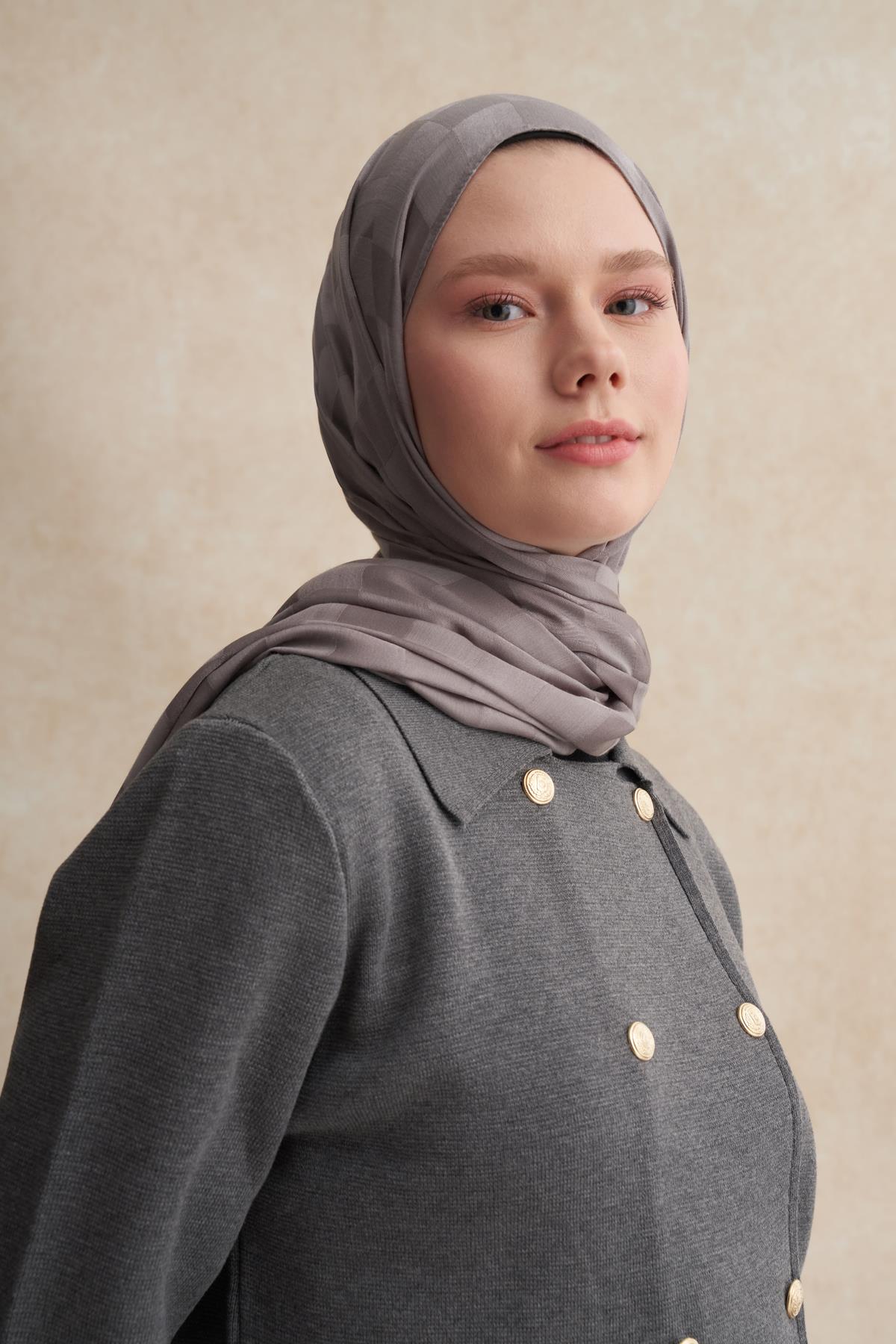 Dama Jakar İtalyan İpekli Şal Küllü Gri