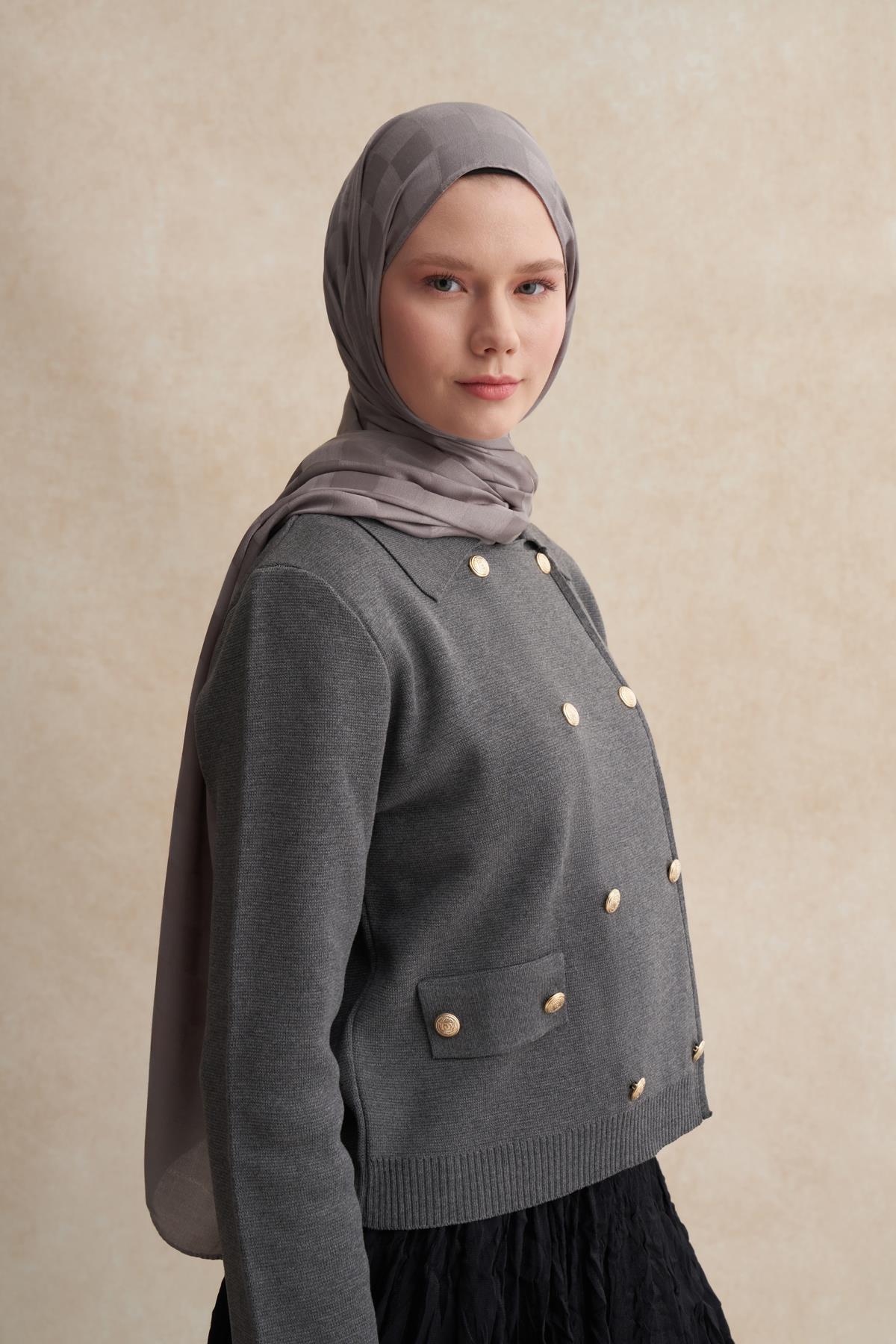 Dama Jakar İtalyan İpekli Şal Küllü Gri