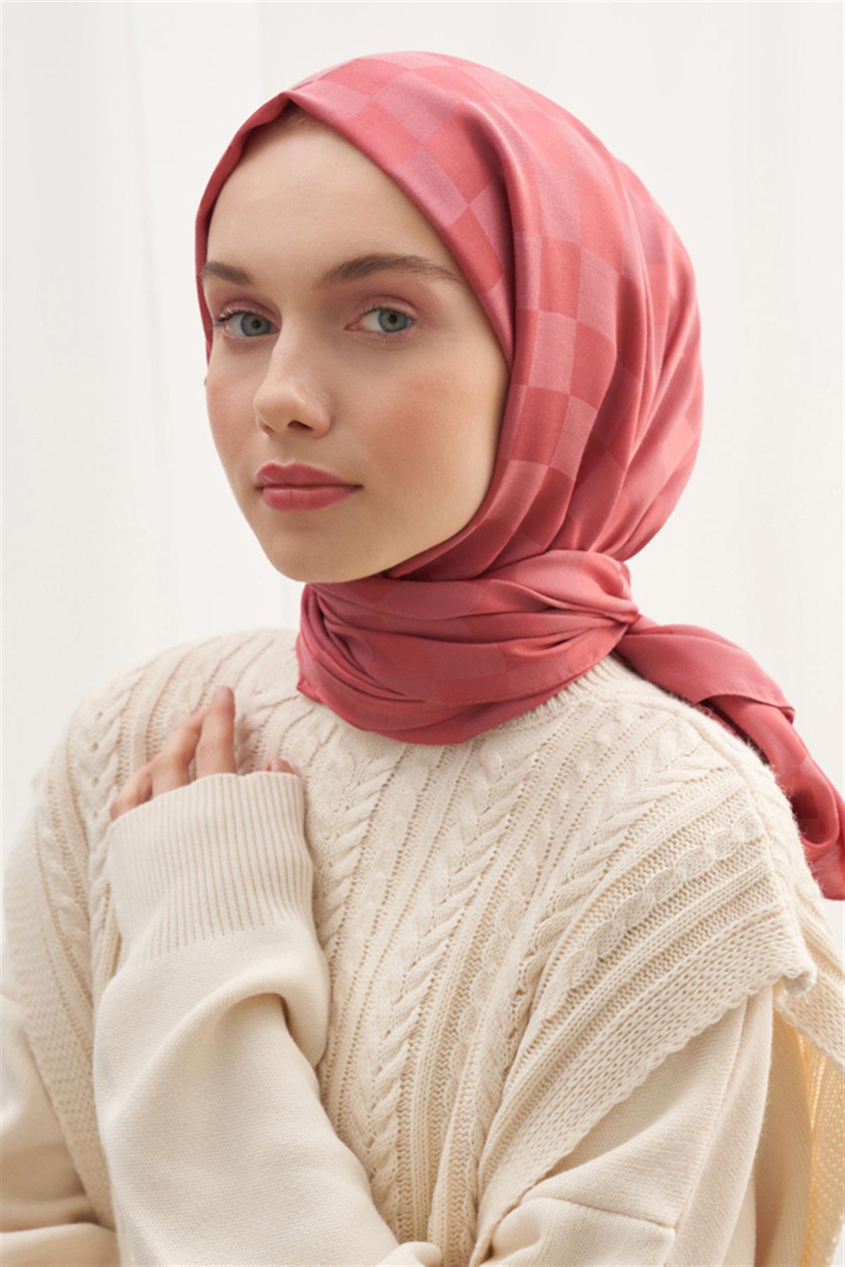 Dama Jakar İtalyan İpekli Şal Mercan