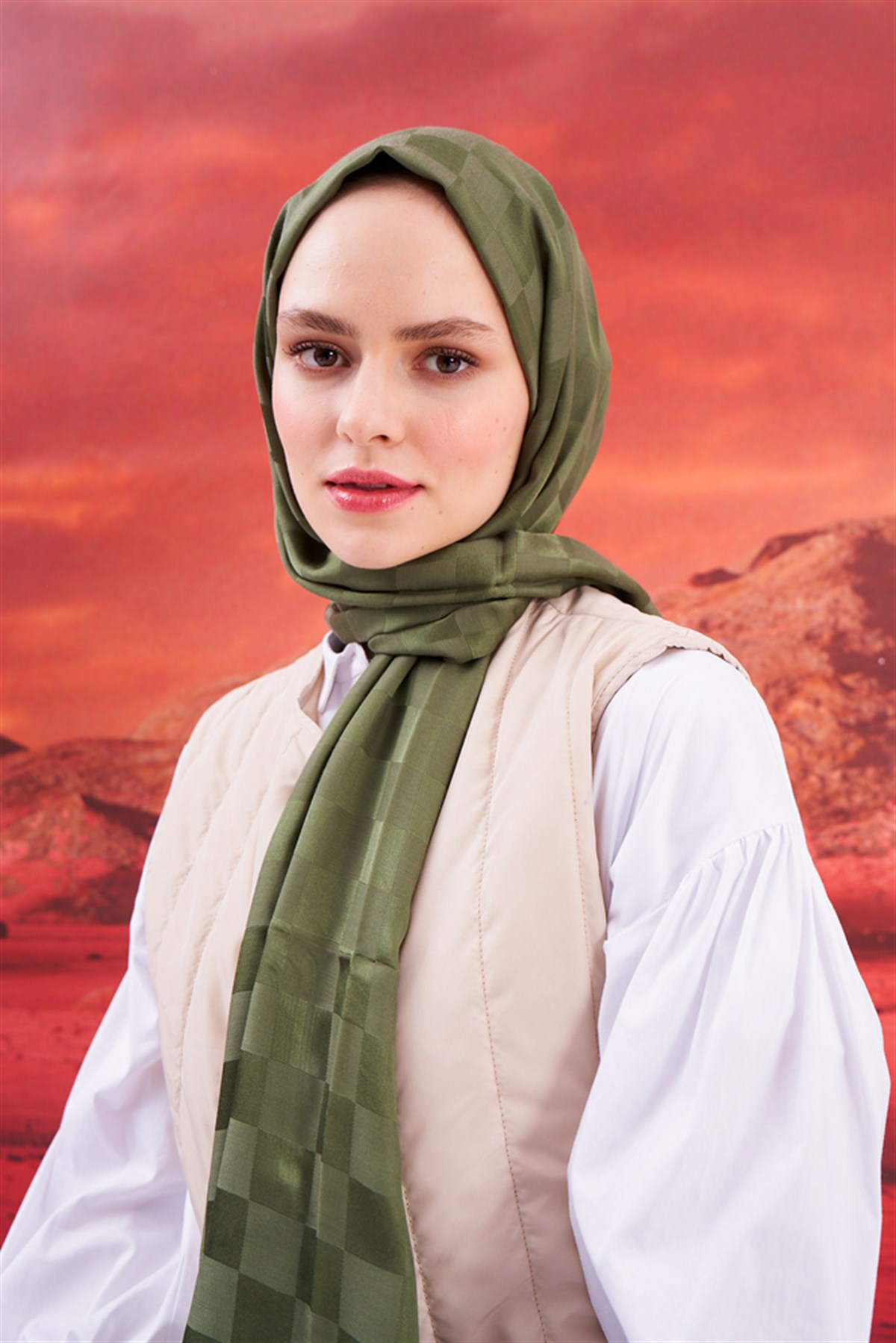 Dama Jakar İtalyan İpekli Şal Orman Yeşili