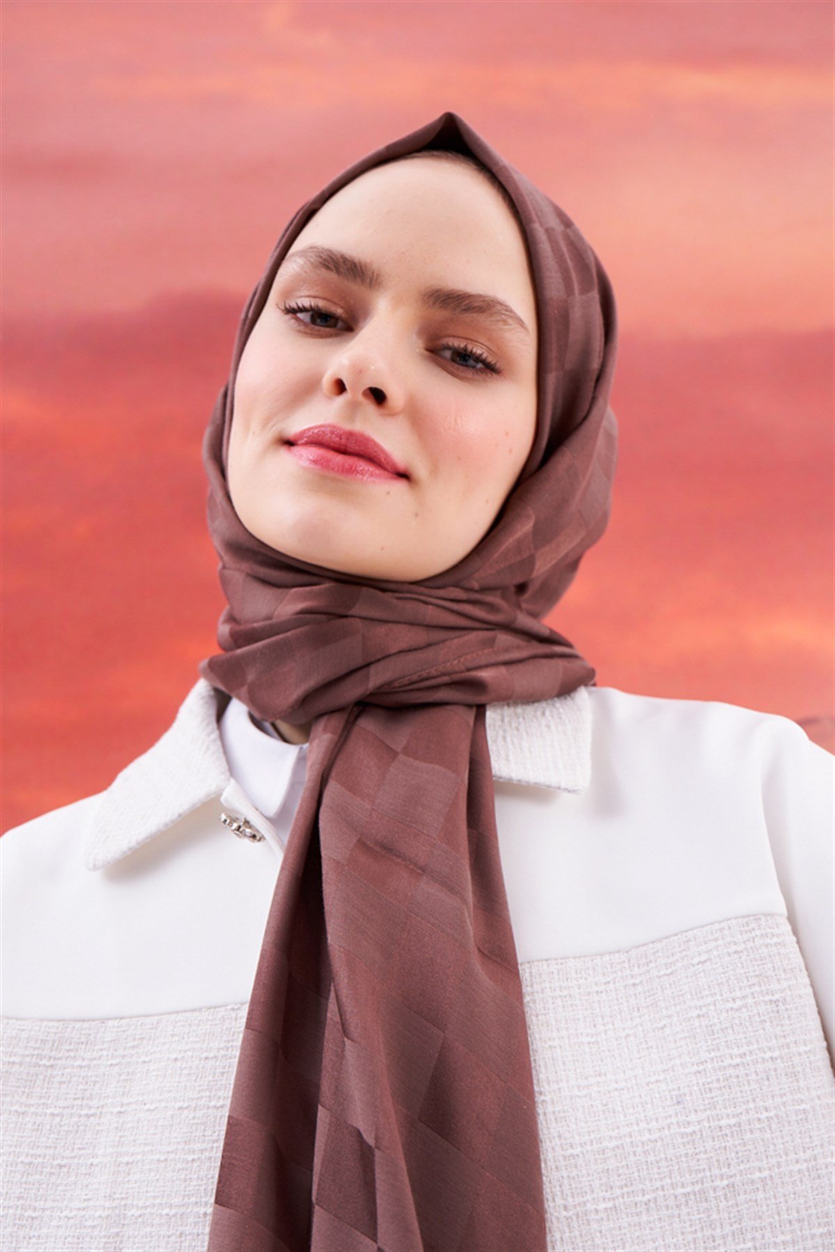 Dama Jakar İtalyan İpekli Şal Soft Kahve