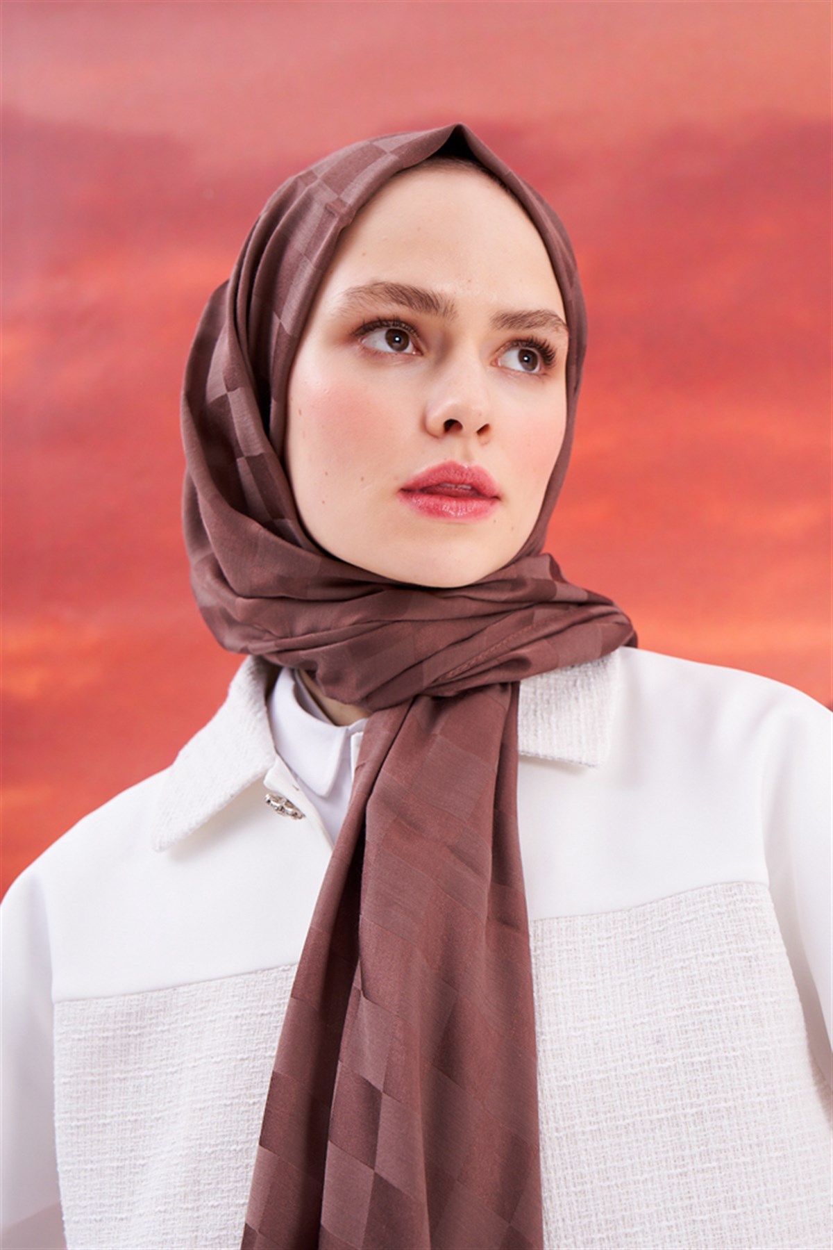 Dama Jakar İtalyan İpekli Şal Soft Kahve