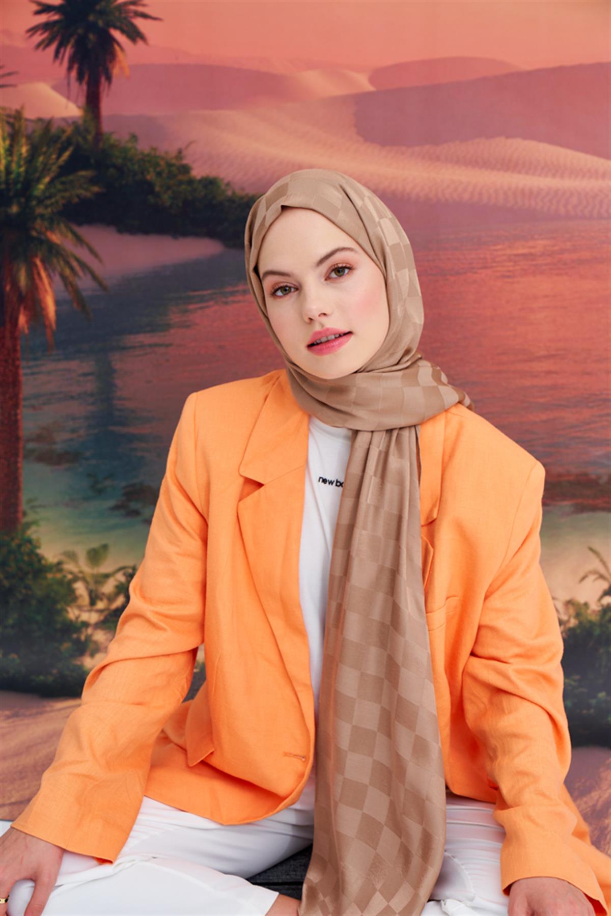 Dama Jakar İtalyan İpekli Şal Vizon