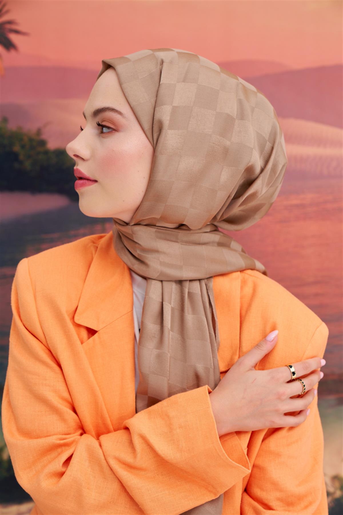 Dama Jakar İtalyan İpekli Şal Vizon