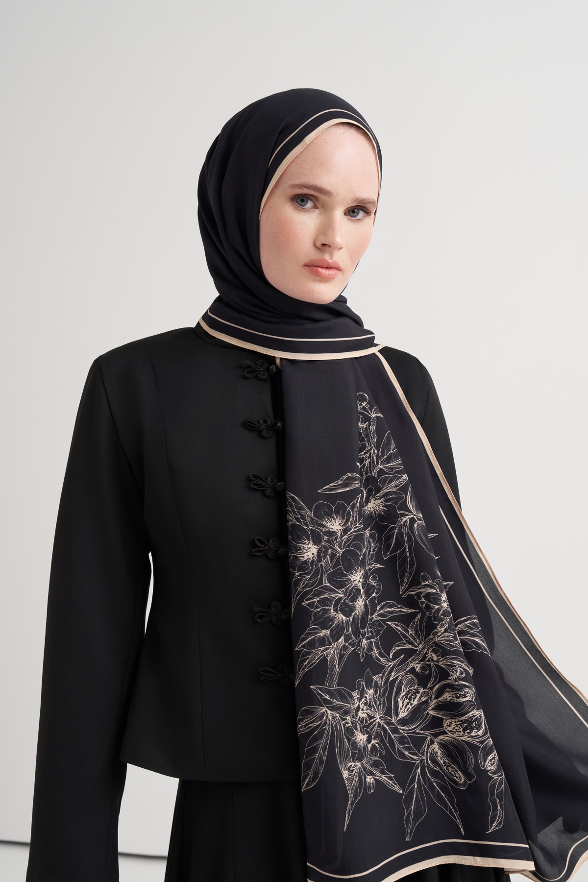 Blossy Floş Şal Siyah