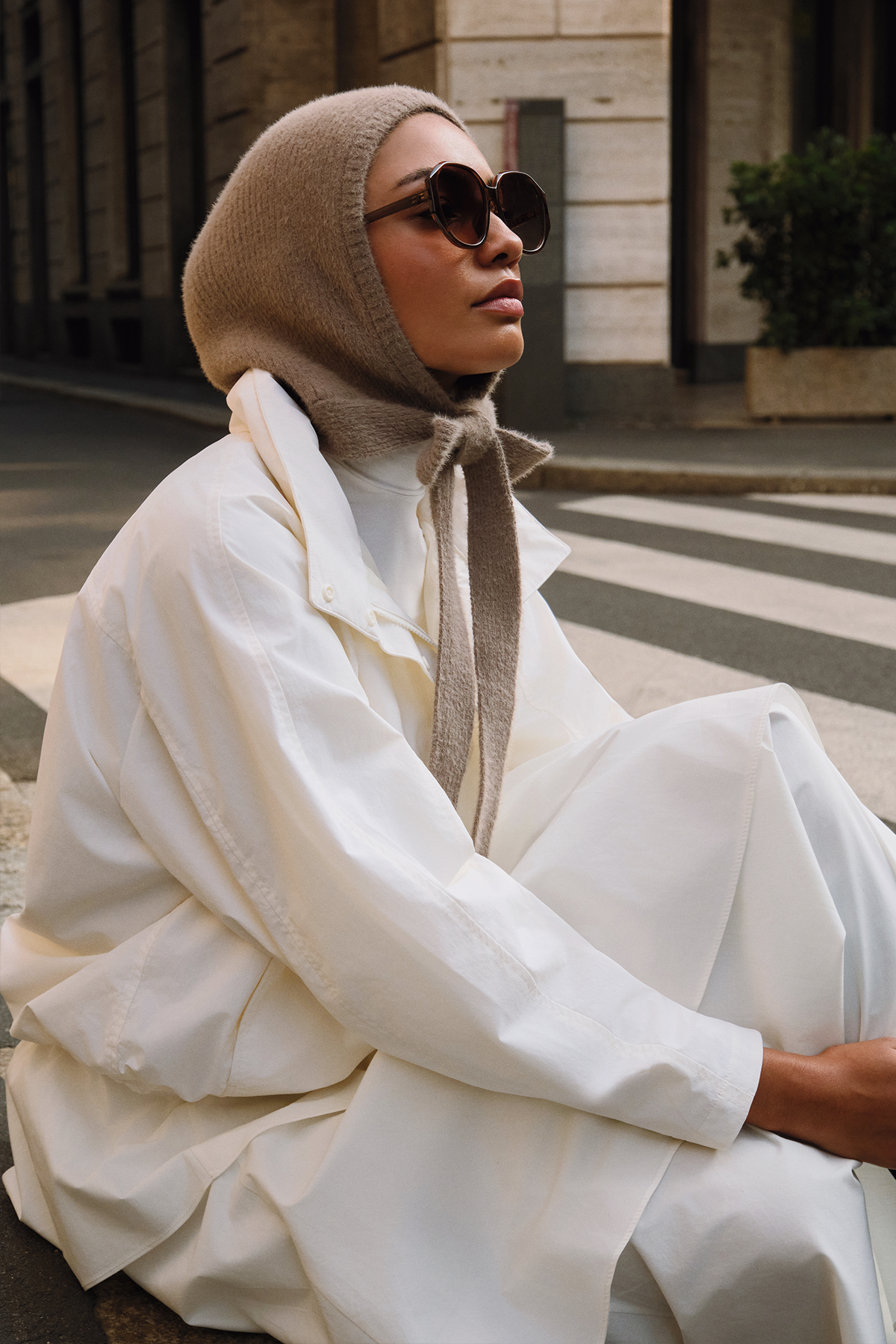 Knit Balaclava Bere Başlık Soft Kahve