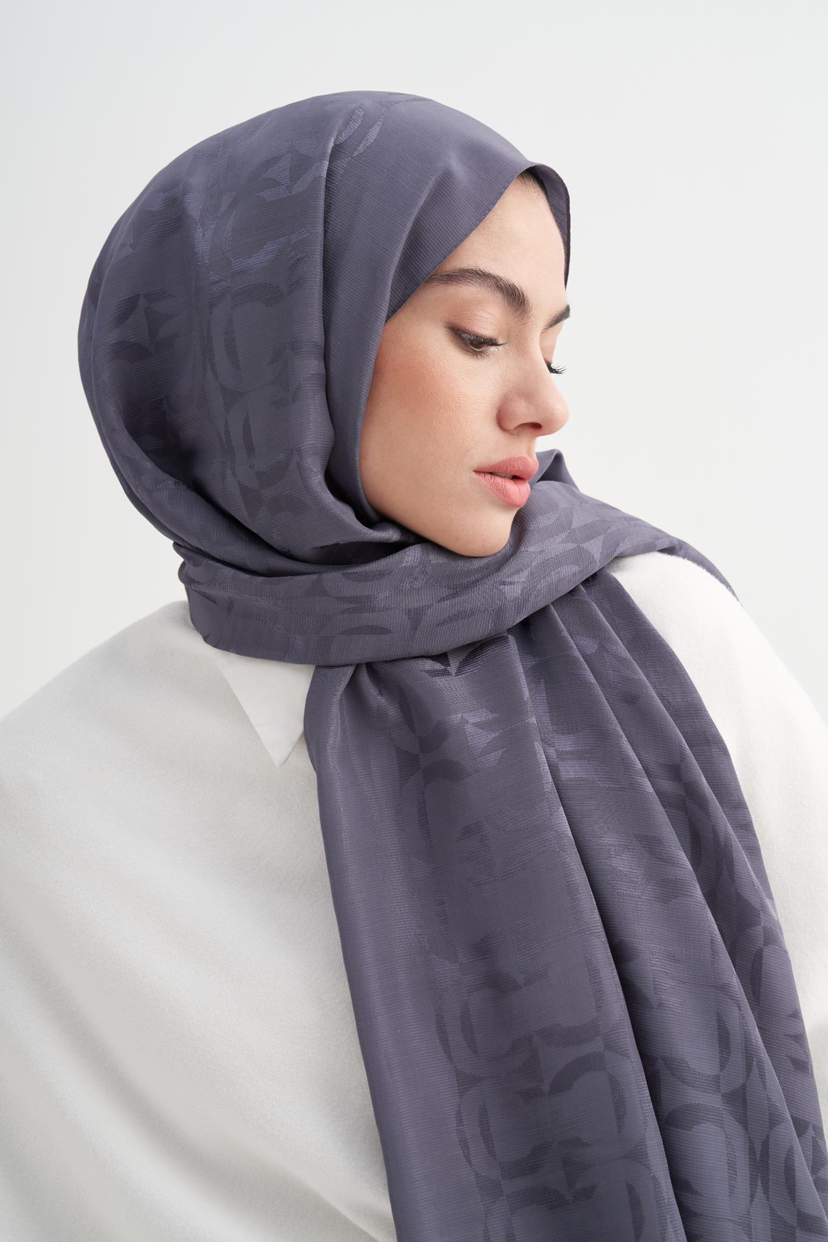 Blok Desen Rina Floş Jakar Şal Füme