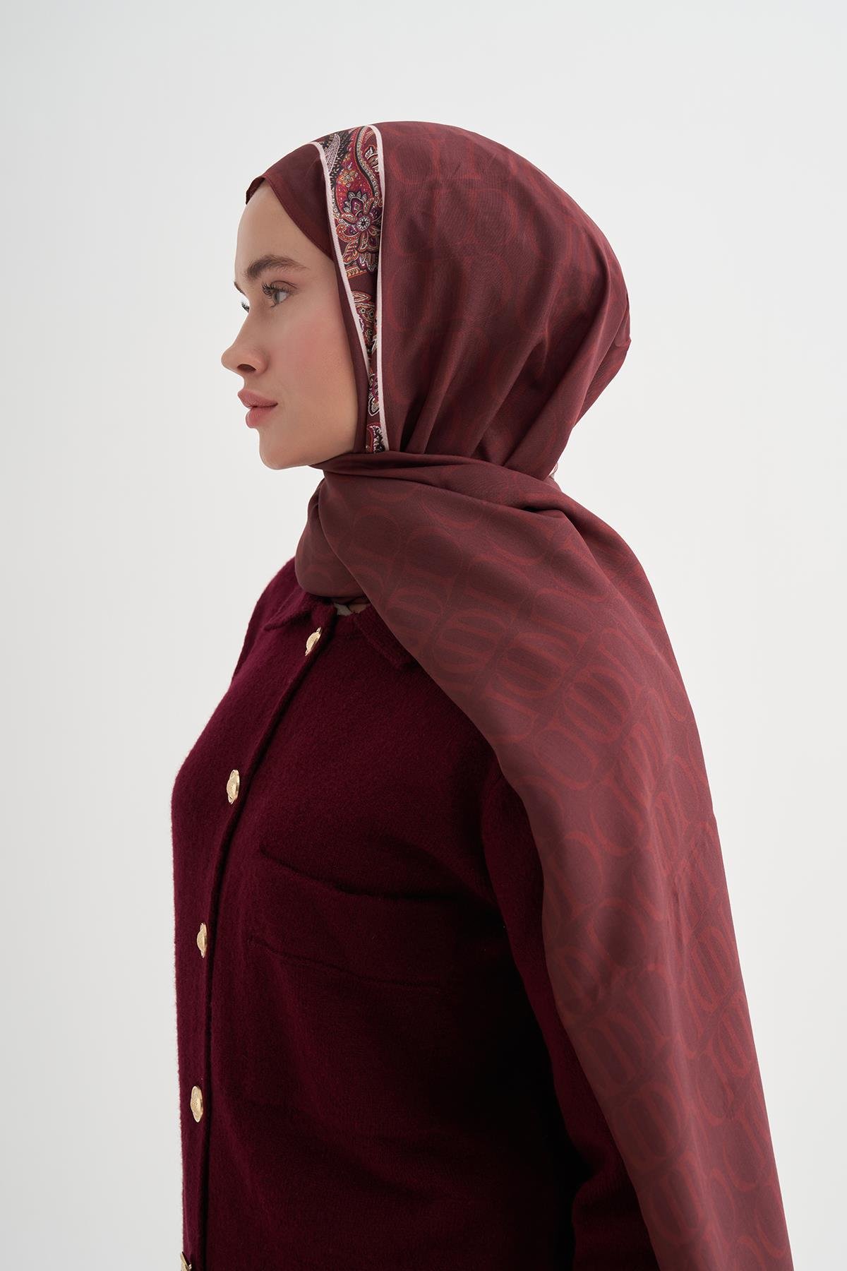 Sway Monogram Floş Şal Bordo