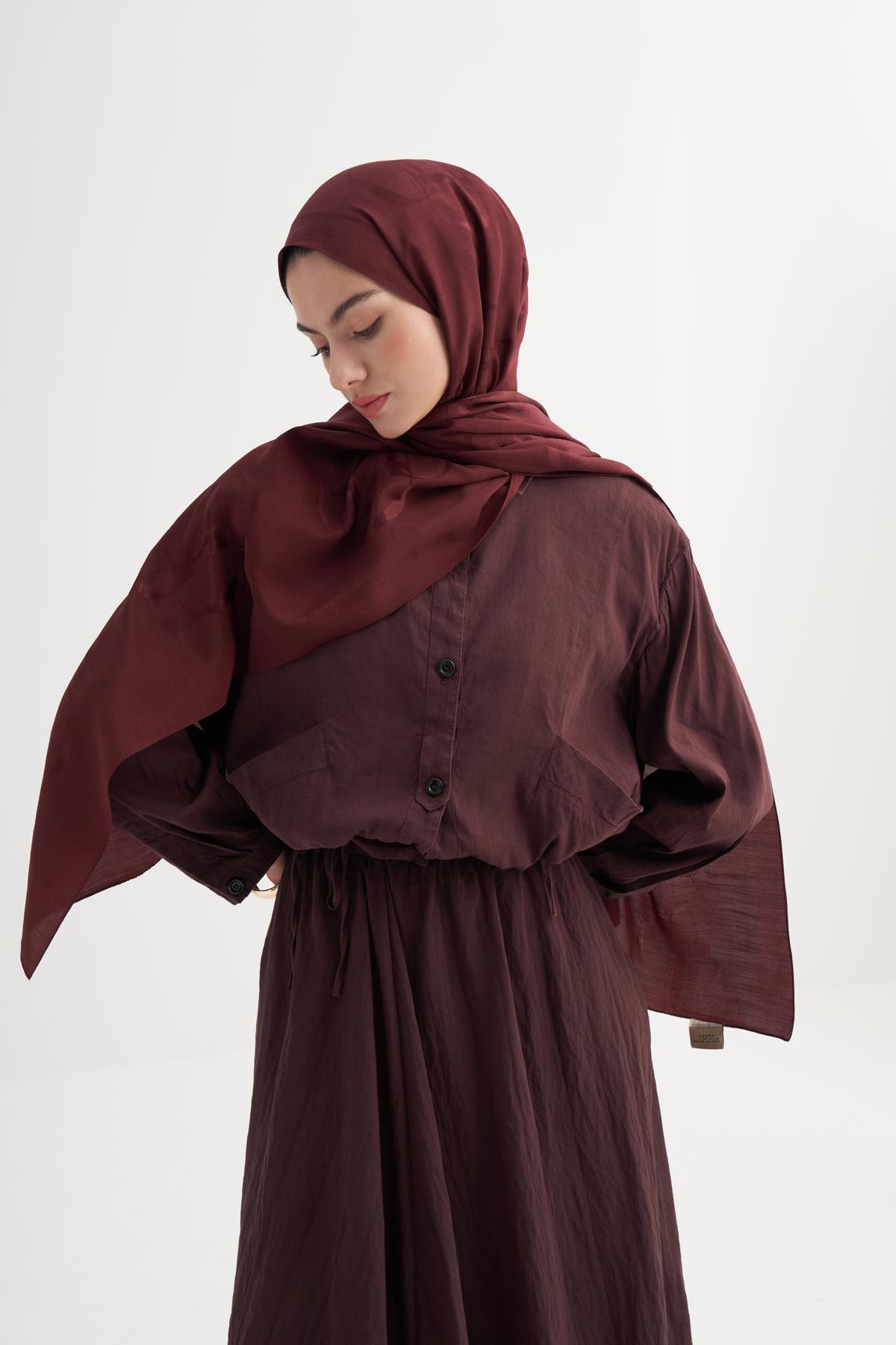 Aura Desen Rina Floş Jakar Şal Bordo