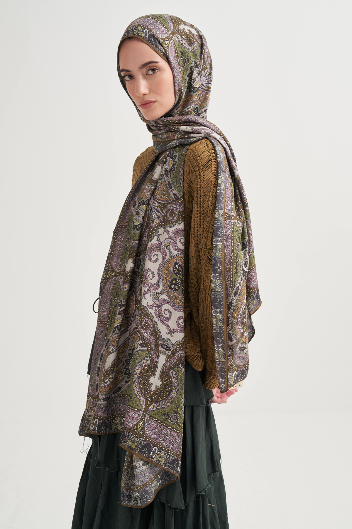 Aria İncira Viskon Şal Soft Yeşil