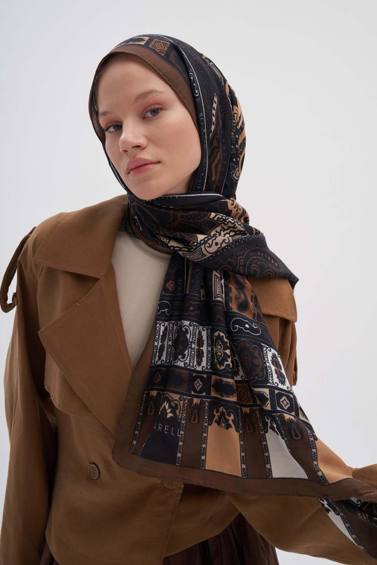 Deep Acı Kahve Early İpek Şal