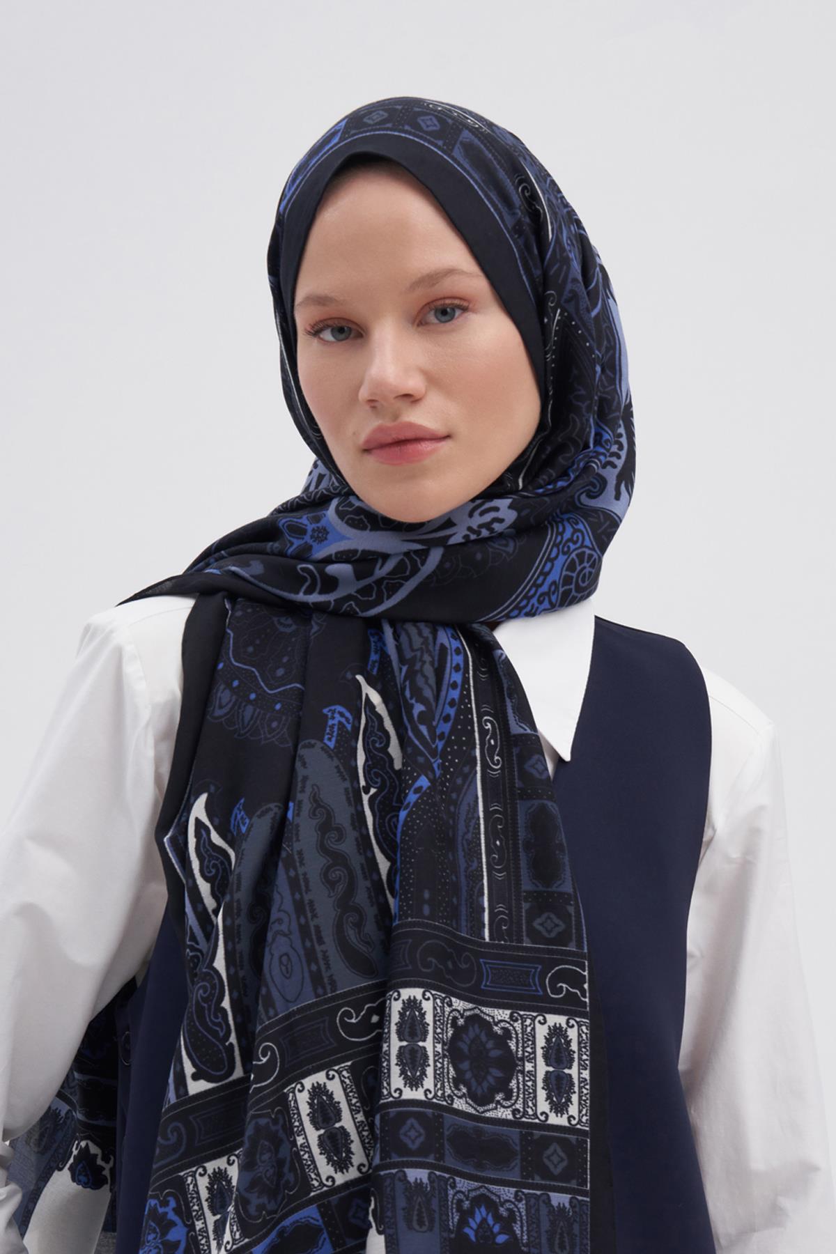 Deep İndigo Early İpek Şal