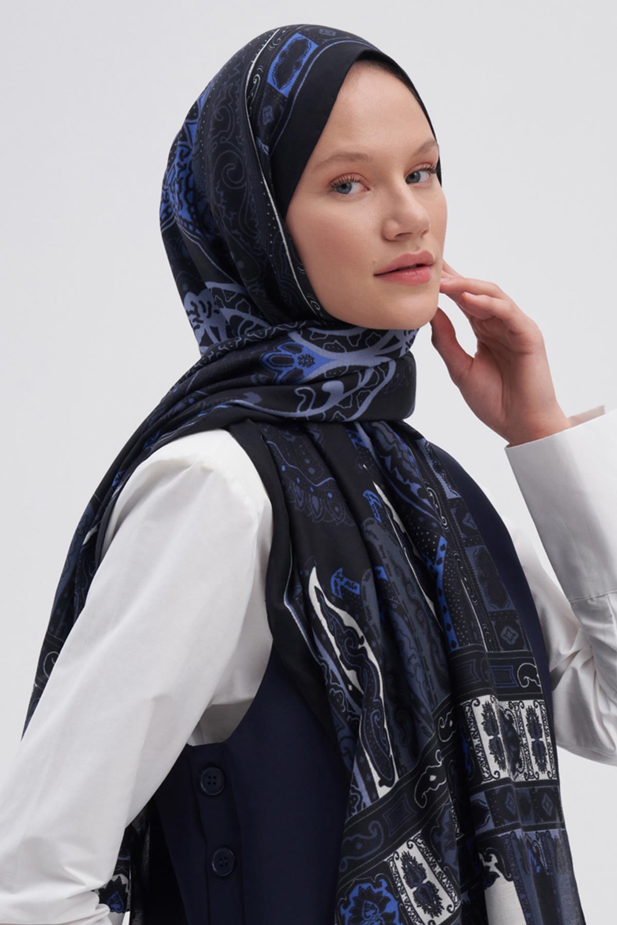 Deep İndigo Early İpek Şal