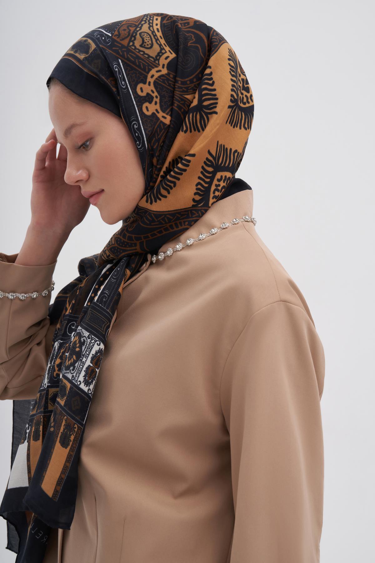 Deep Karamel Early İpek Şal