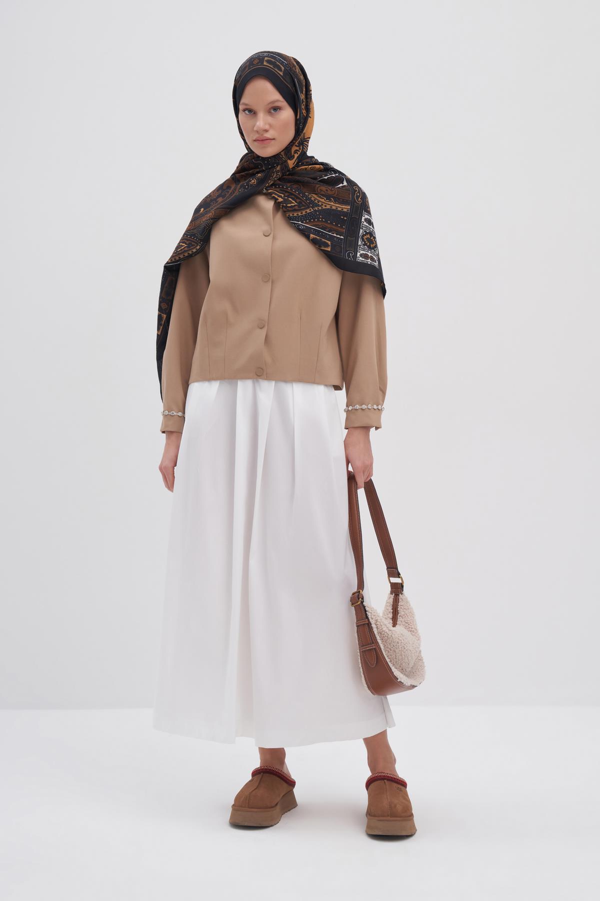 Deep Karamel Early İpek Şal