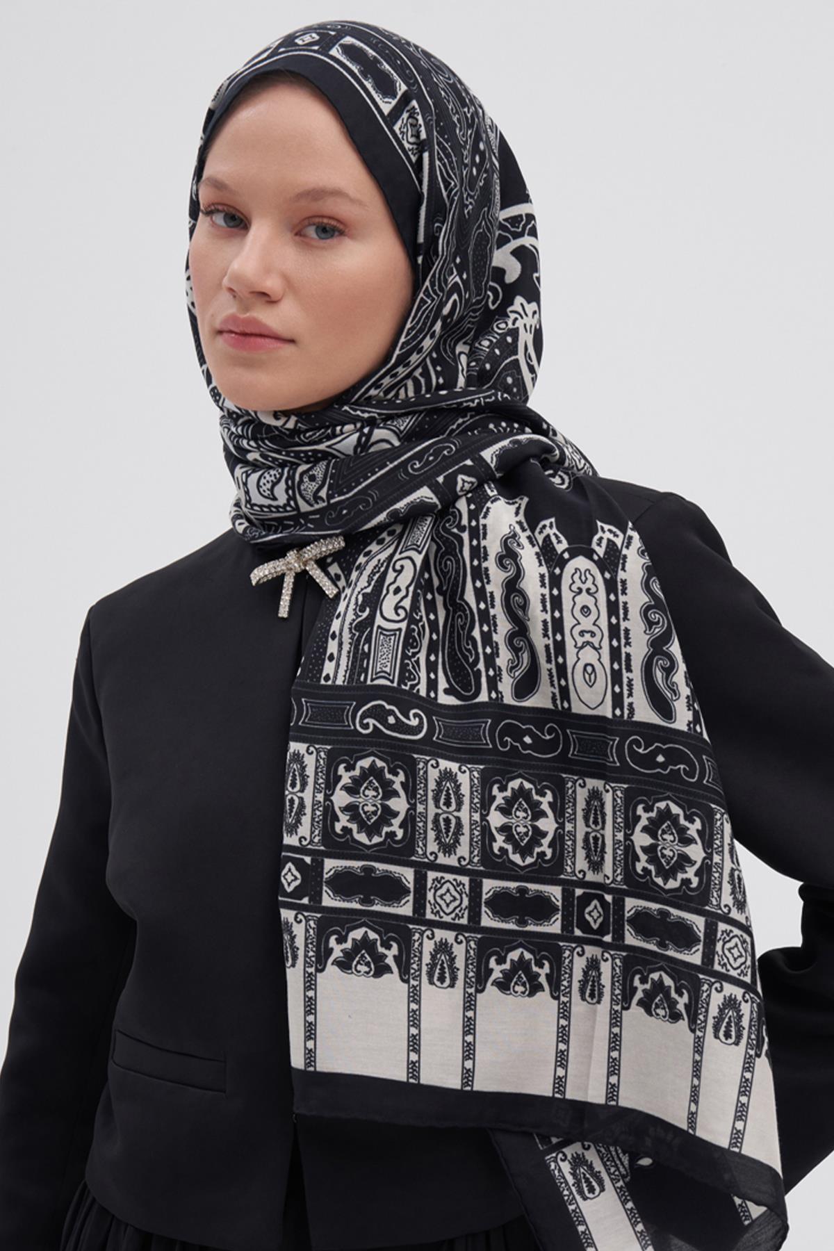 Deep Siyah Early İpek Şal