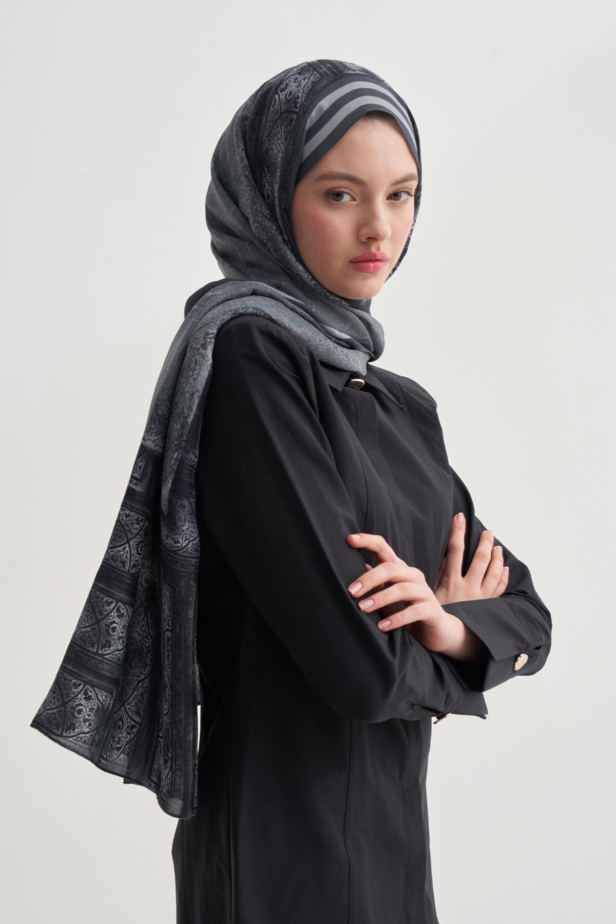 Serenya Vela  Floş Şal Gri