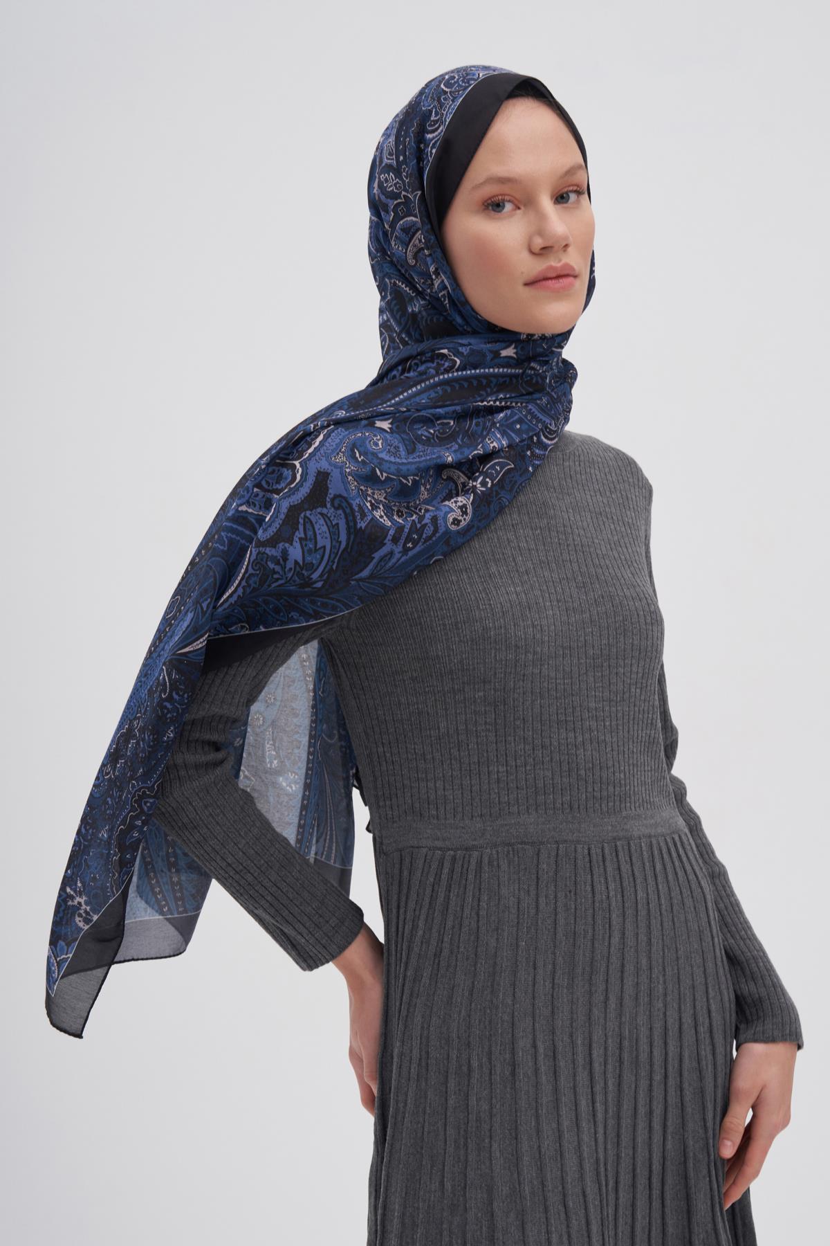 Diamond Lacivert Nilla Pamuklu Şal