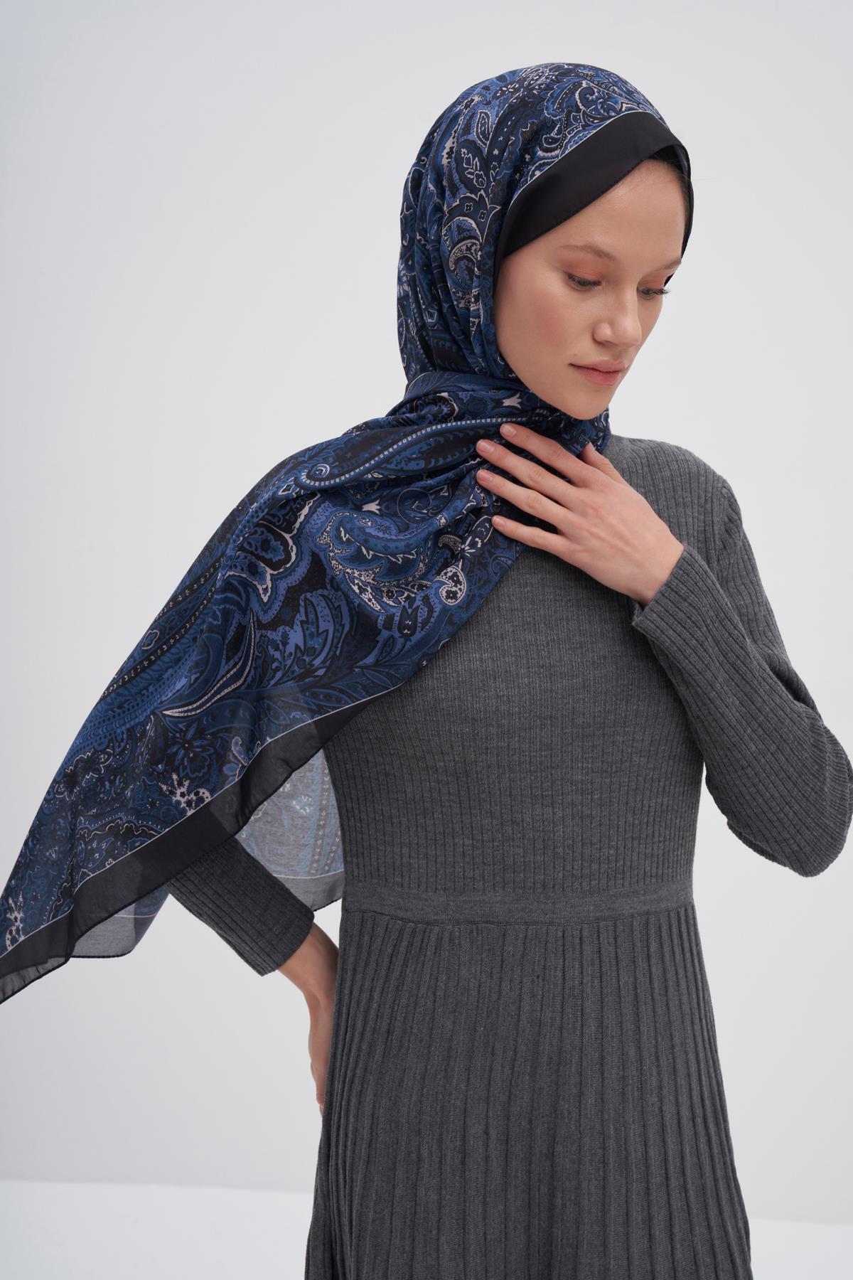 Diamond Lacivert Nilla Pamuklu Şal