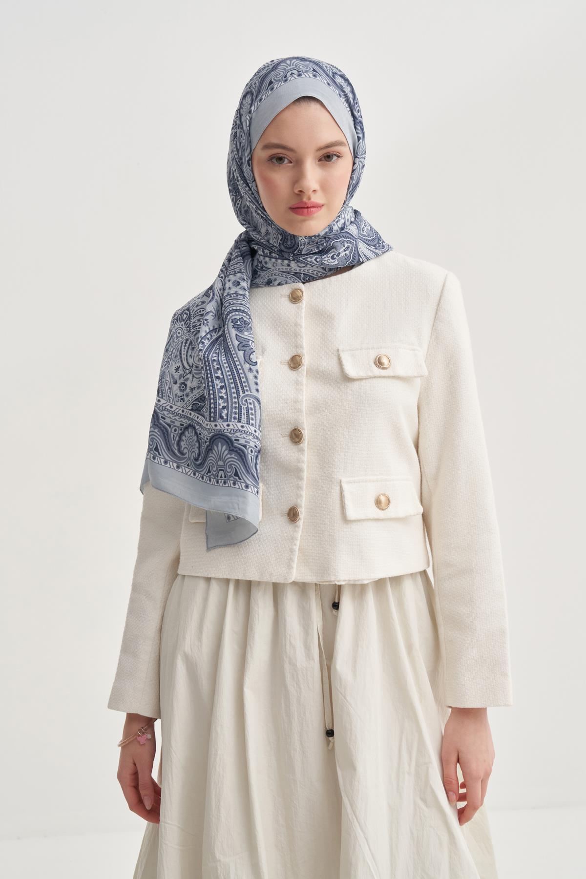 Ravena Soft Mavi Nilla Pamuklu Şal