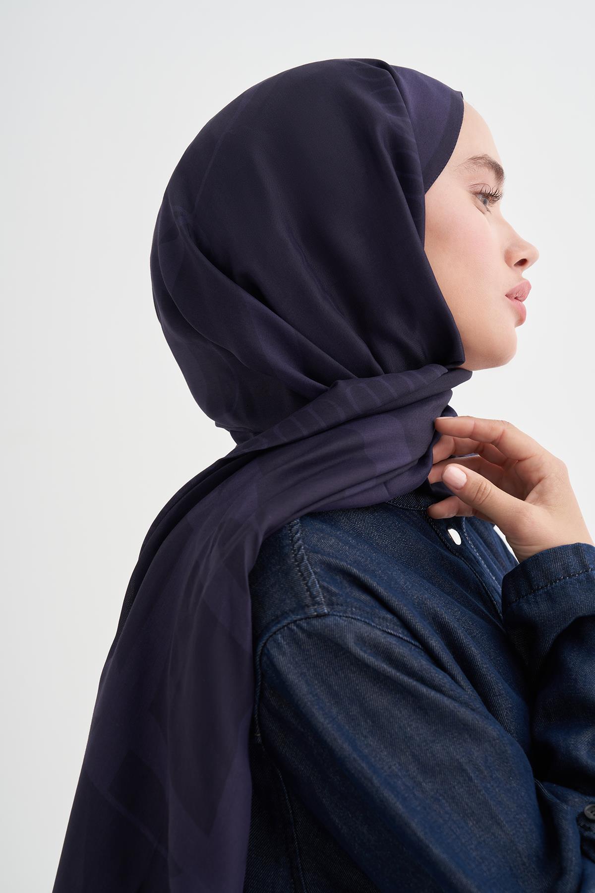 Aura Monogram Floş Şal Morcivert