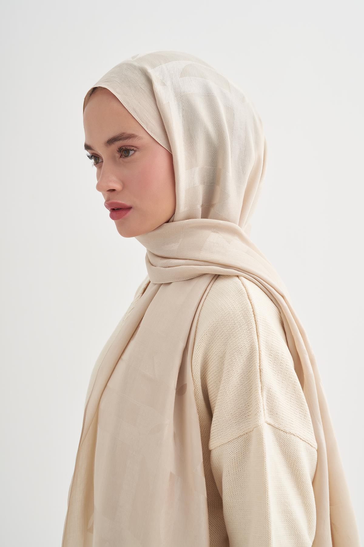 Geometrik Desen Liora Pamuk Şal Bej