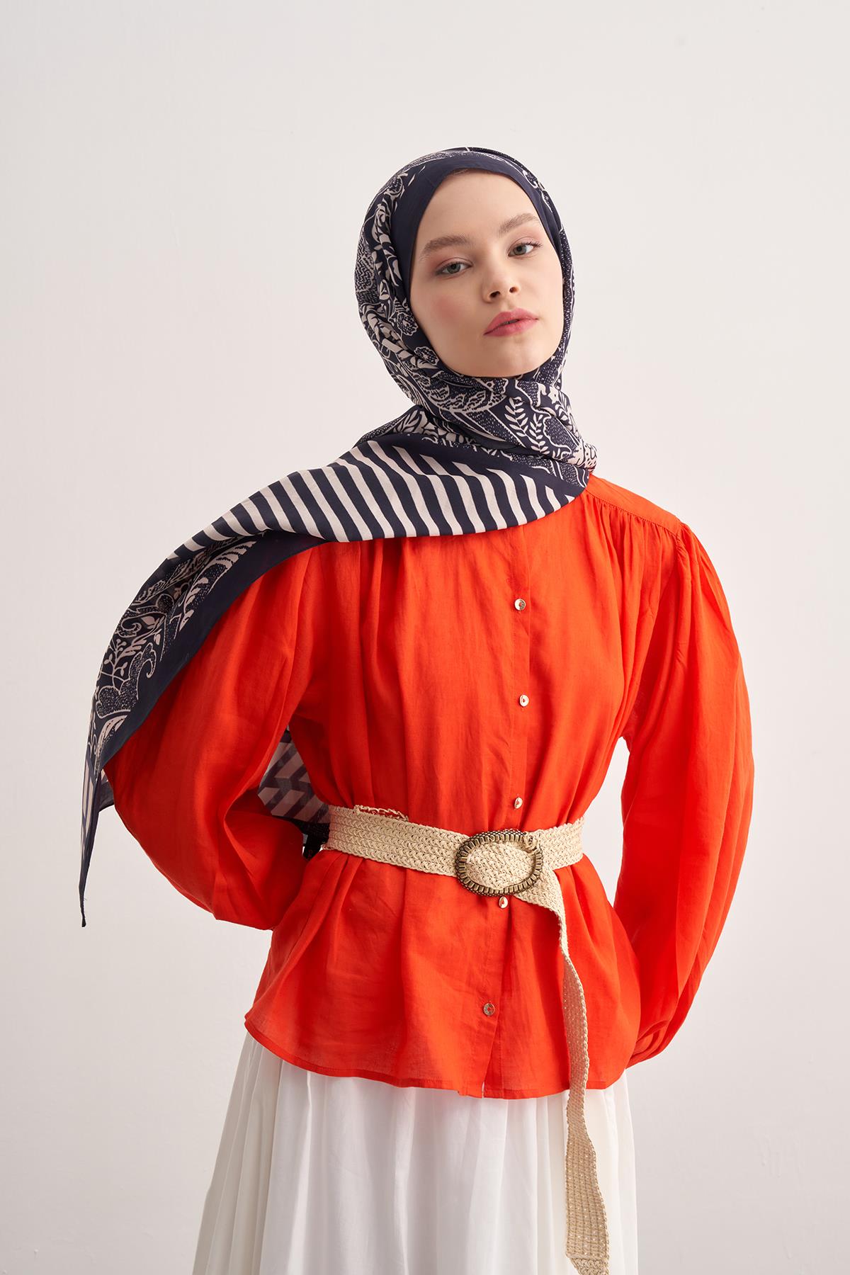 Sahra Koyu Lacivert Vela Floş Şal