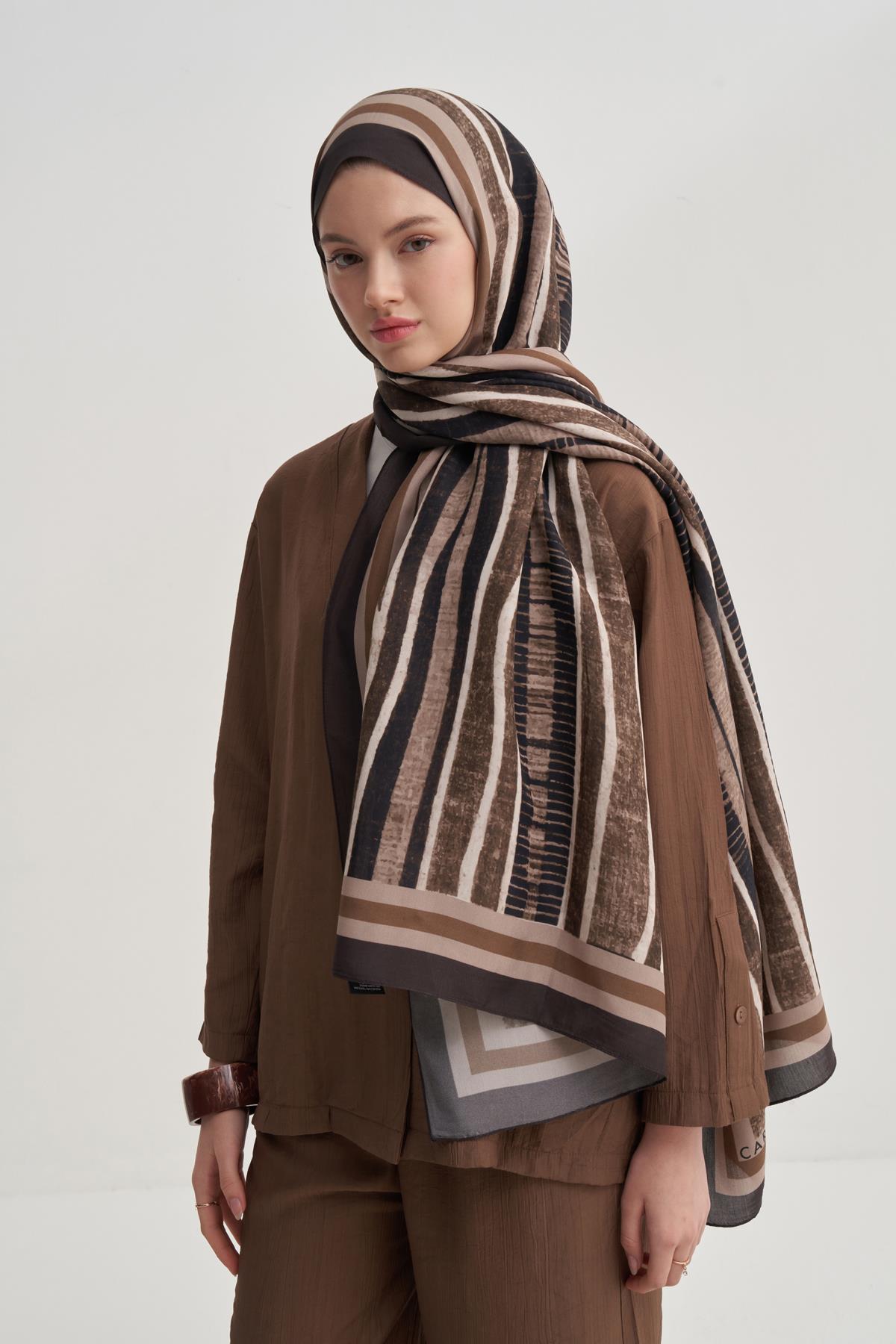 Arden Vela Floş Şal Acı Kahve