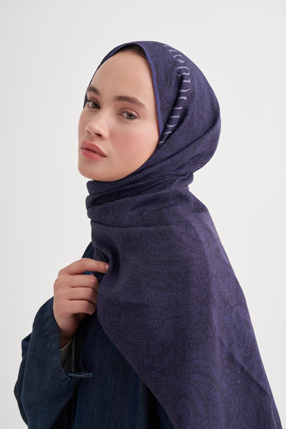 Elenora Monogram Floş Şal Morcivert