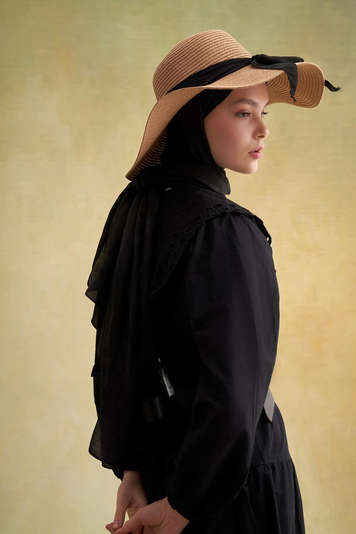 Kurdeleli Hasır Şapka Camel