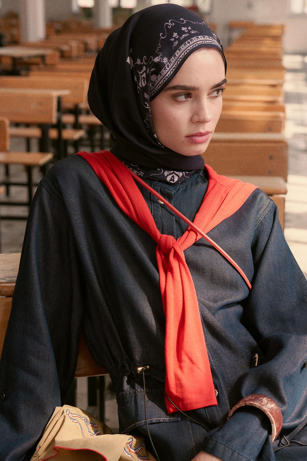 Luxe Monogram Floş Şal Morcivert