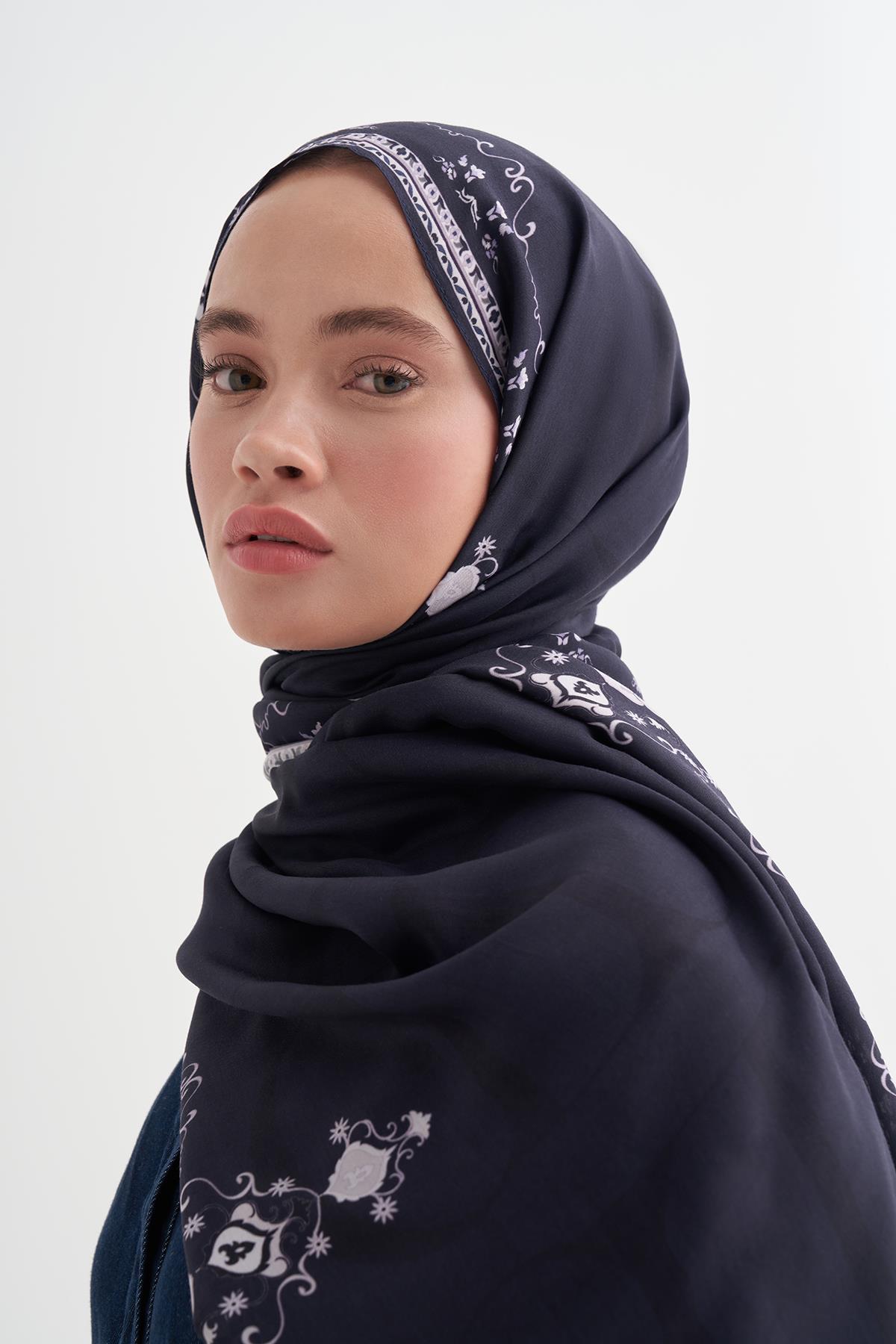 Luxe Monogram Floş Şal Morcivert