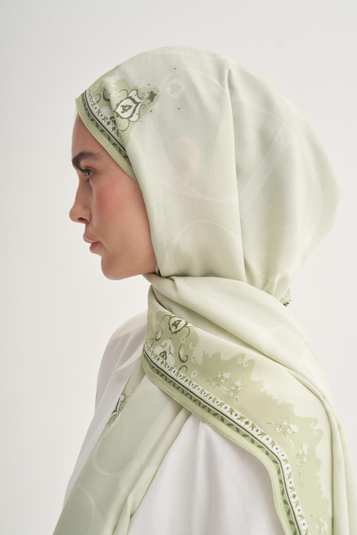 Luxe Monogram Floş Şal Soft Yeşil