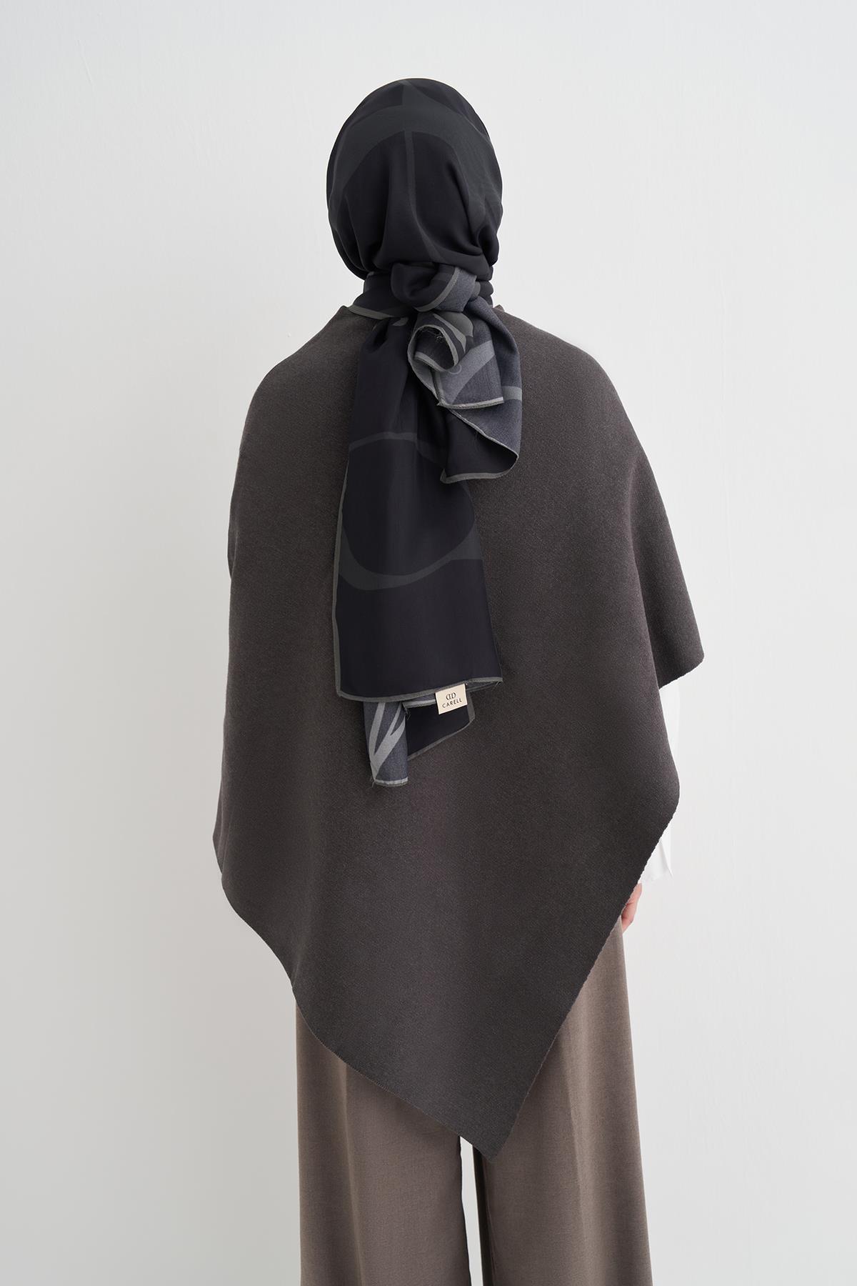 Robe Asimetrik Triko Kap Antrasit