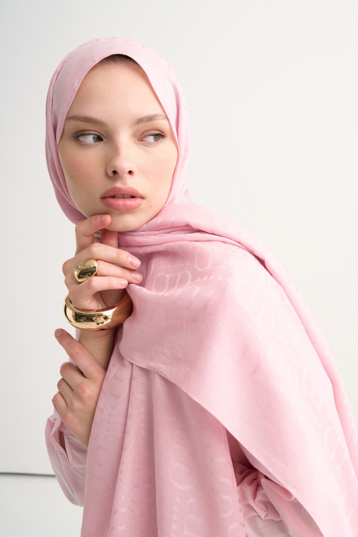 Luxe  Desen Liora Pamuk Şal Şeker Pembe