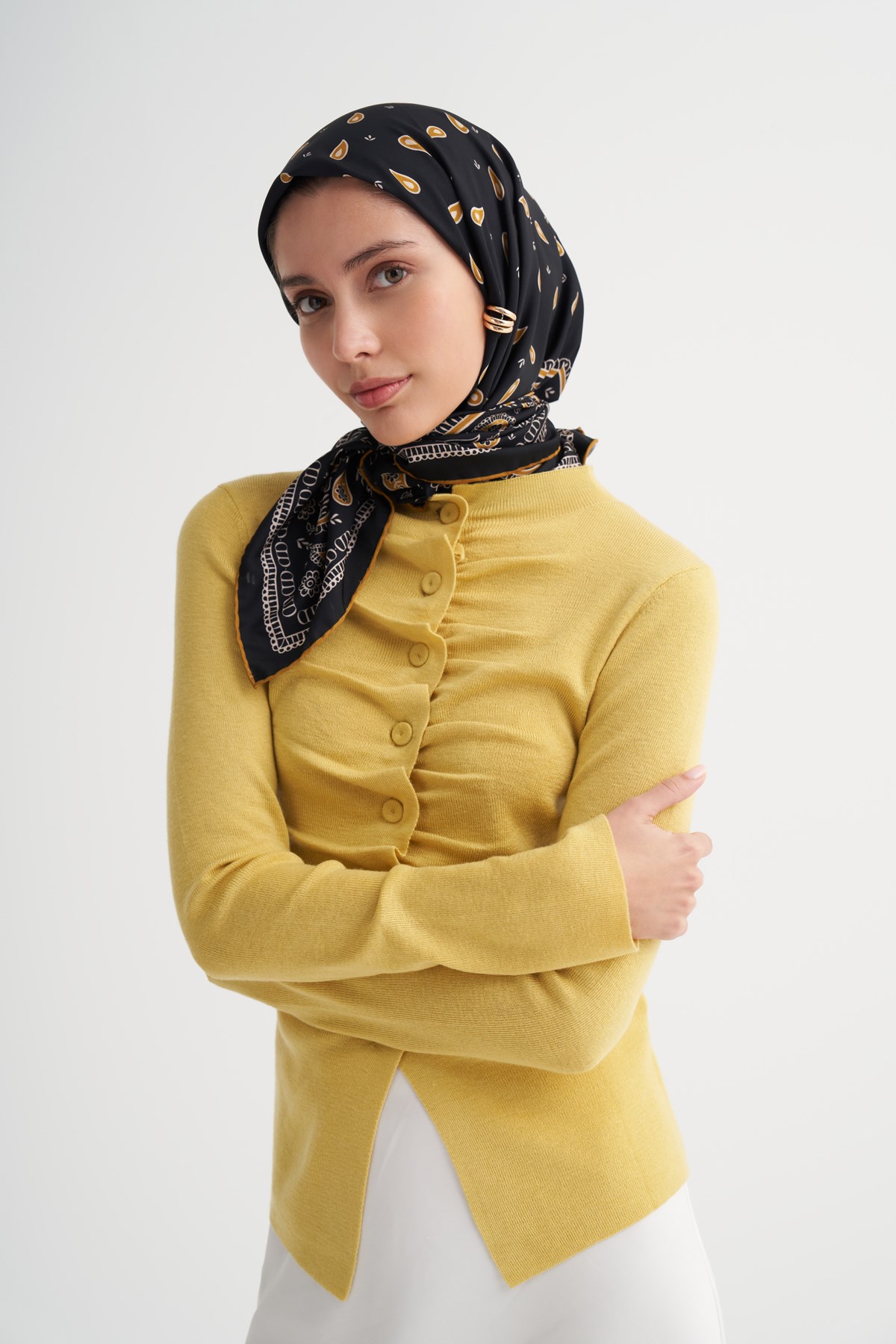 Paısley Siyah Twill Eşarp
