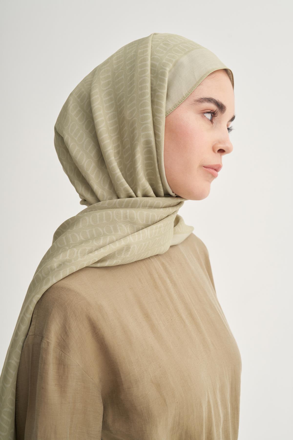 Vector Monogram Floş Şal Soft Yeşil